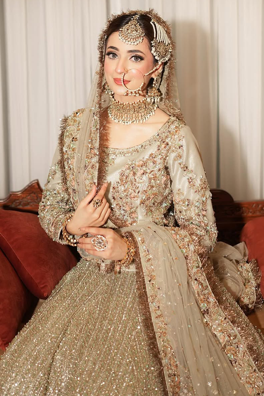 Ahmed Sultan 2025 olive green lehanga choli