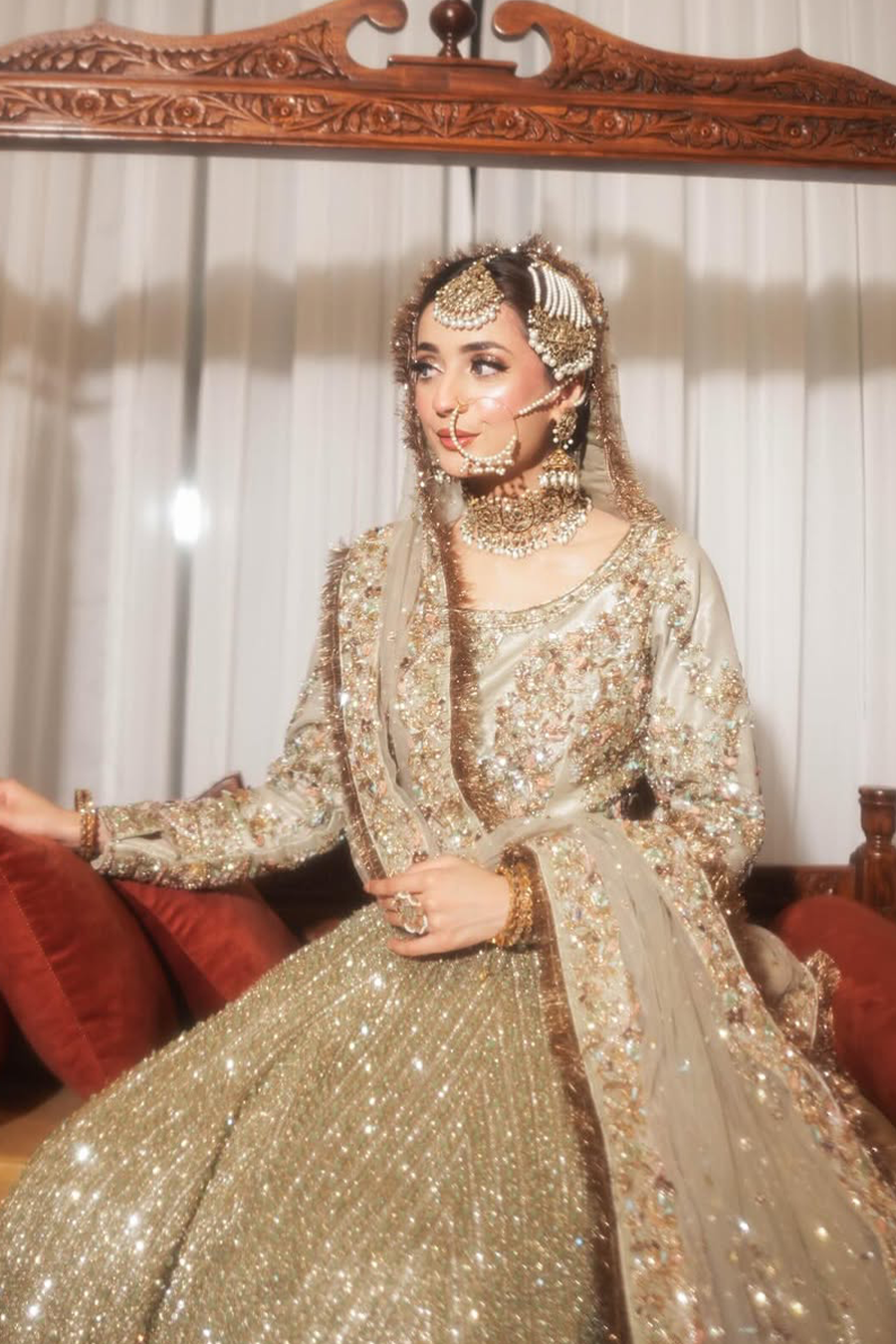 Ahmed Sultan 2025 olive green lehanga choli