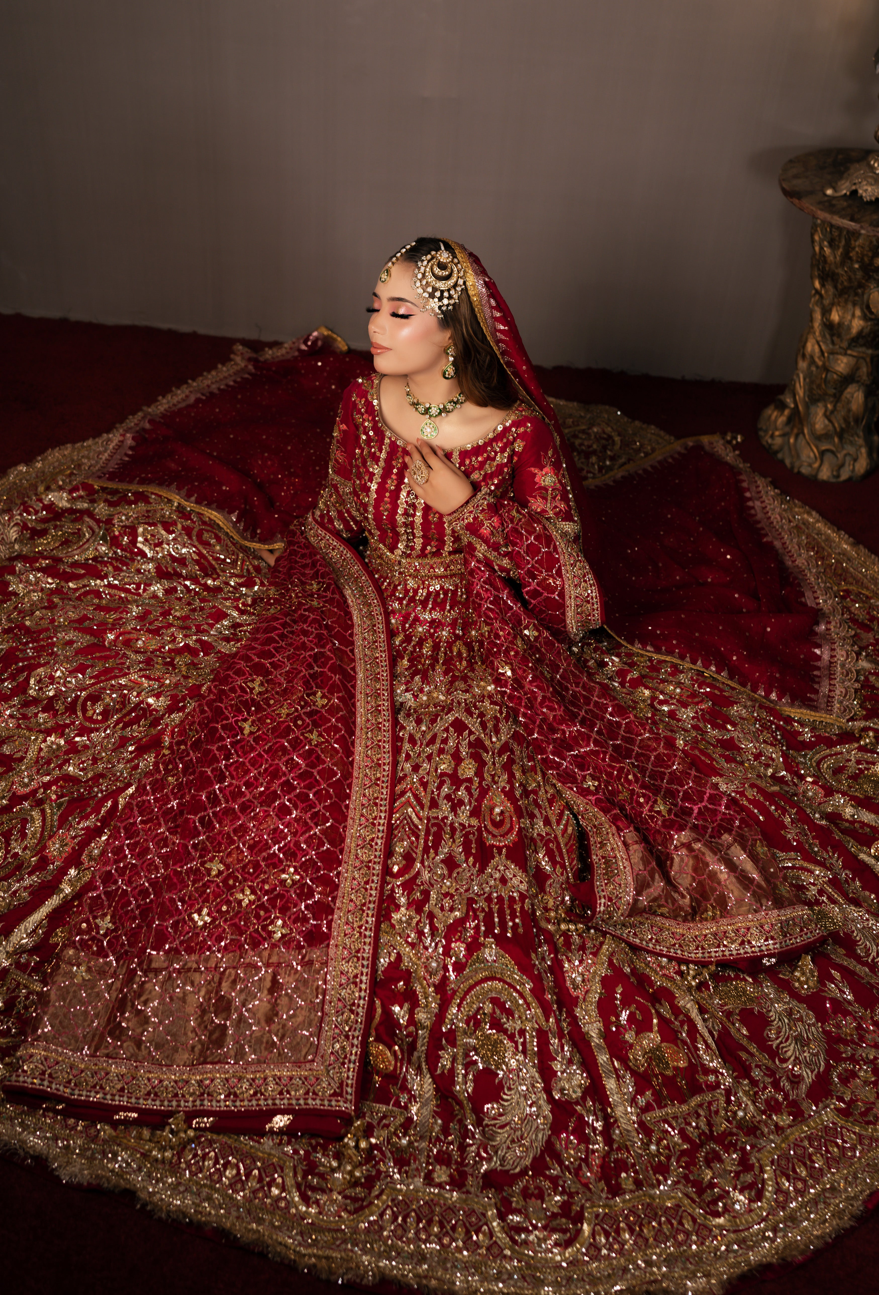 MNR RED PESHWAS BARAT DRESS