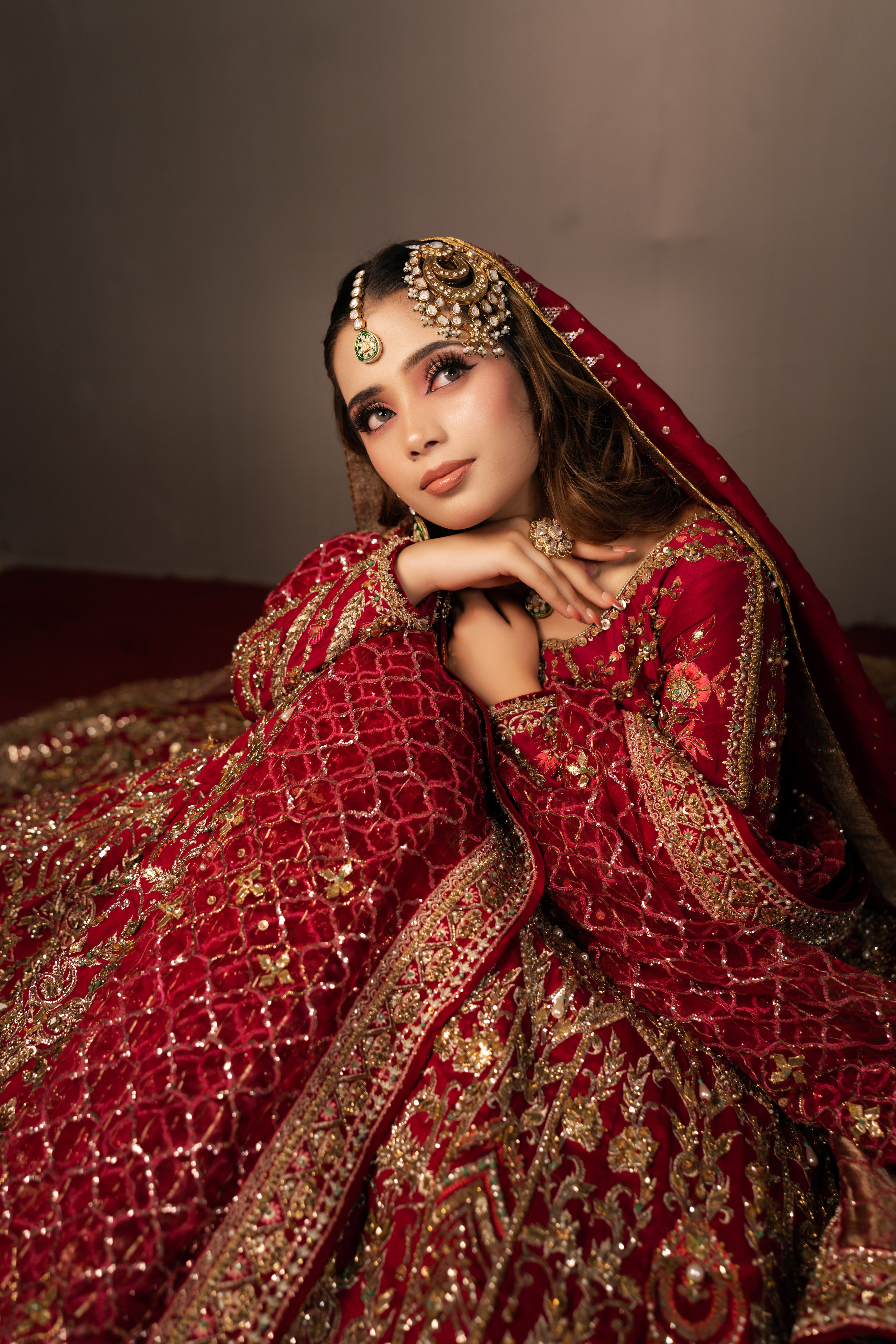 MNR RED PESHWAS BARAT DRESS