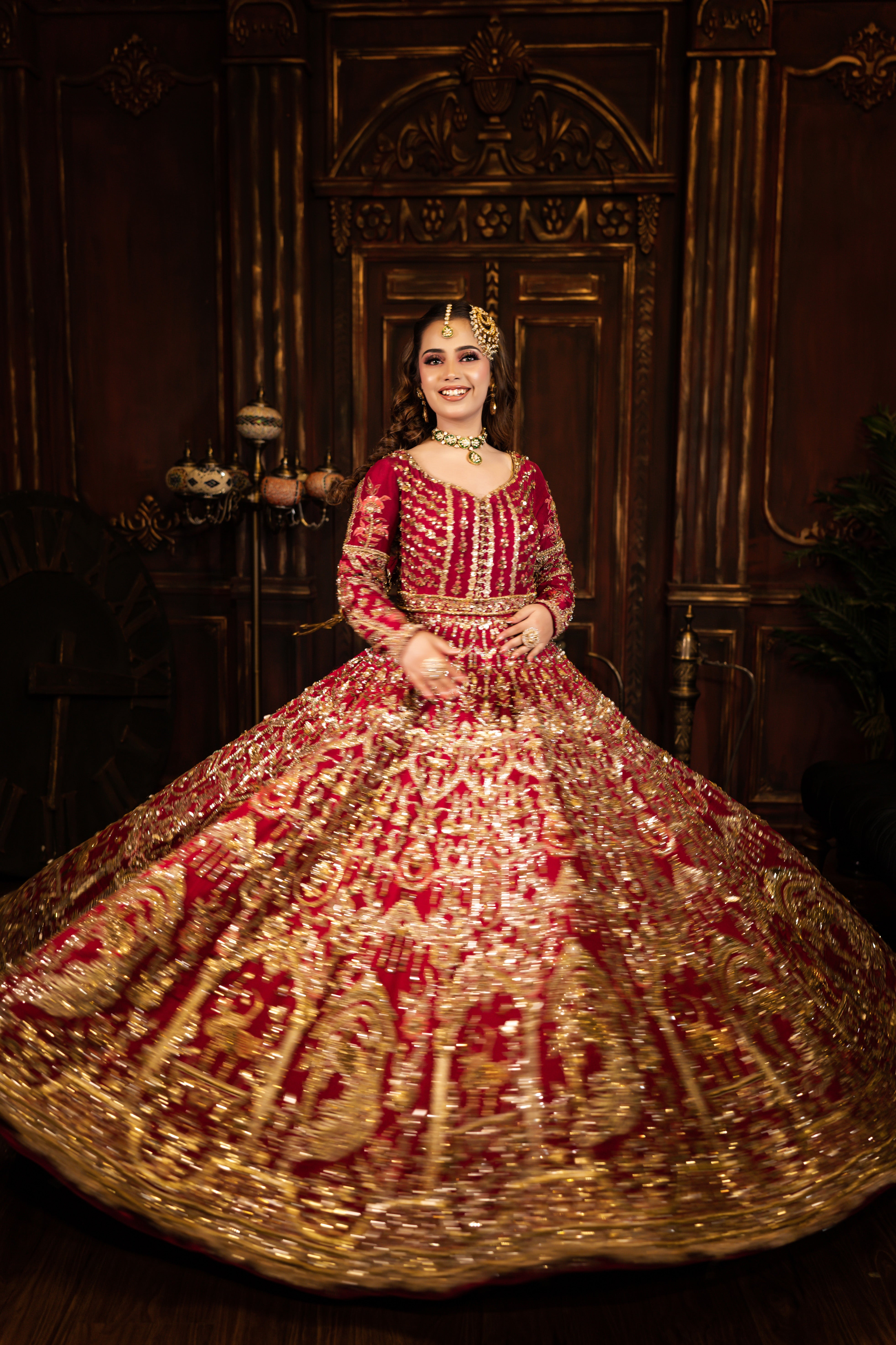 MNR RED PESHWAS BARAT DRESS