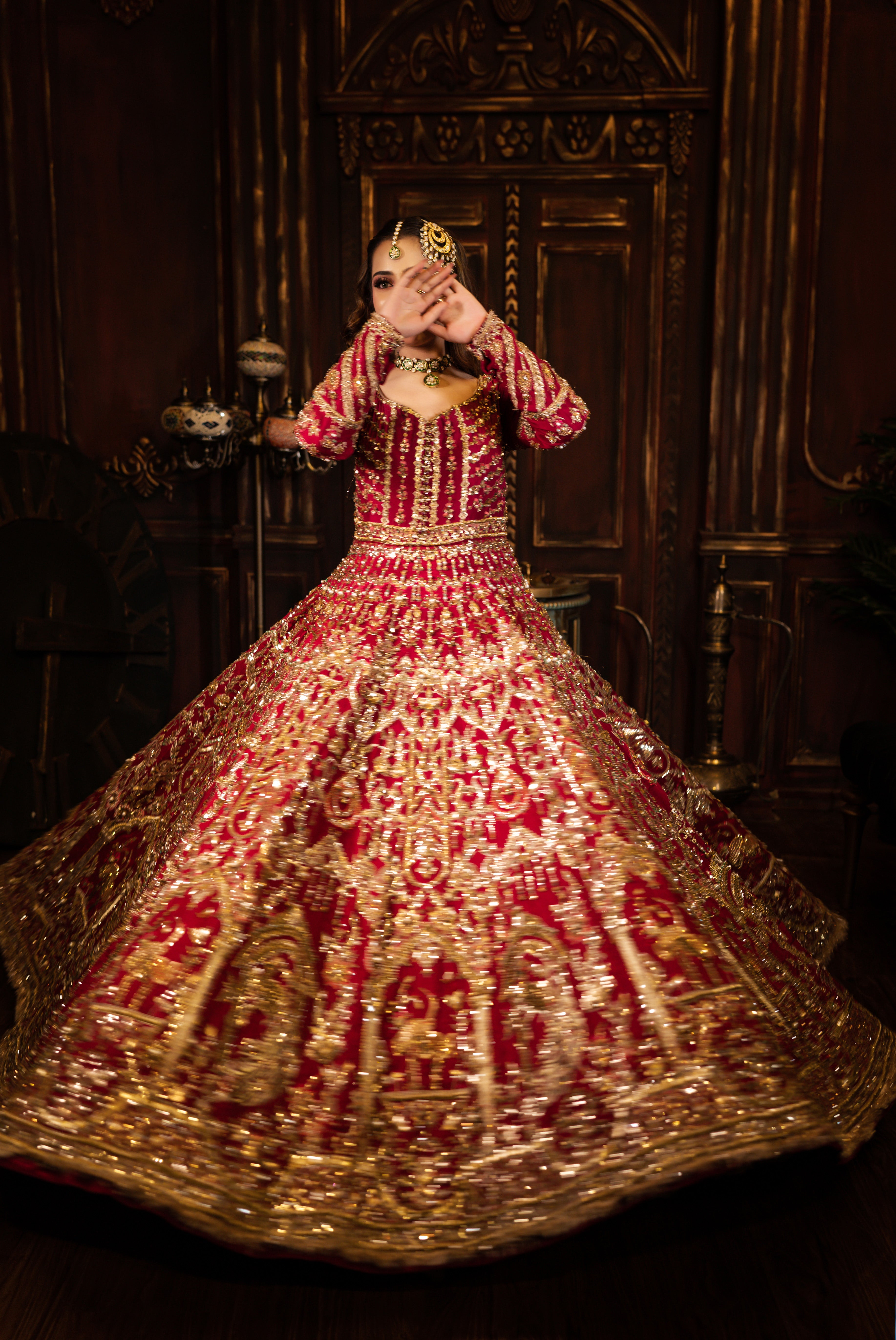 MNR RED PESHWAS BARAT DRESS