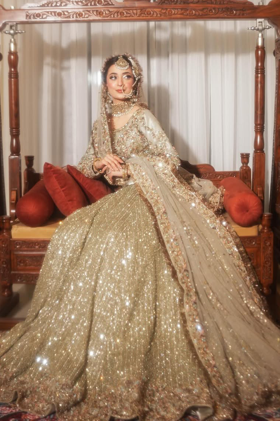 Ahmed Sultan 2025 olive green lehanga choli
