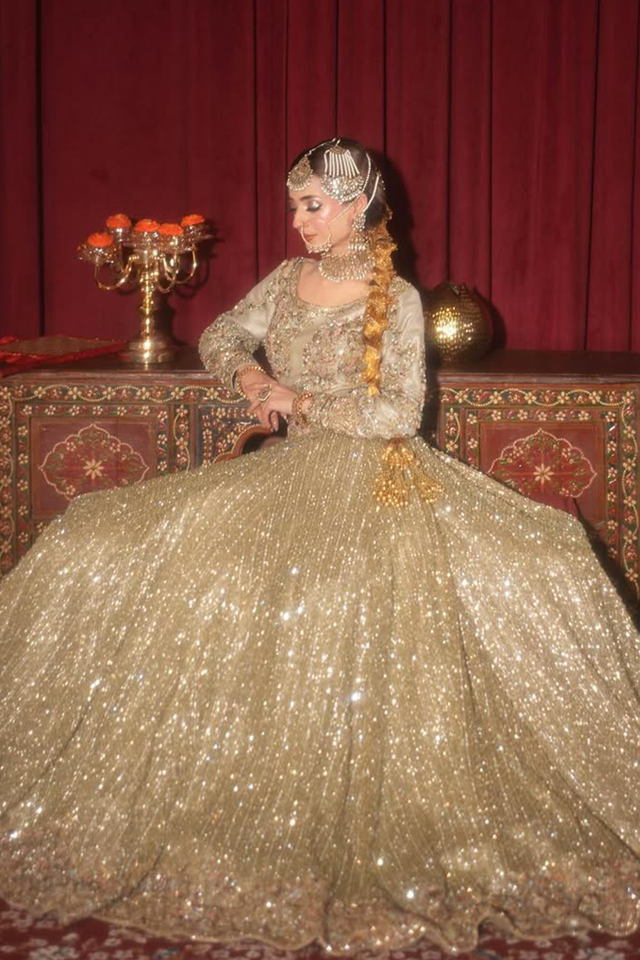 Ahmed Sultan 2025 olive green lehanga choli
