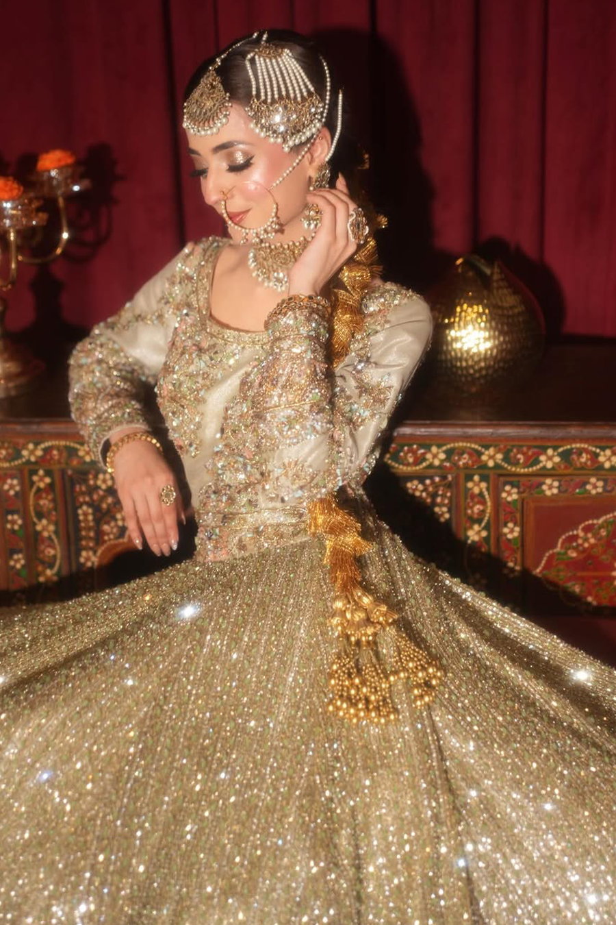 Ahmed Sultan 2025 olive green lehanga choli