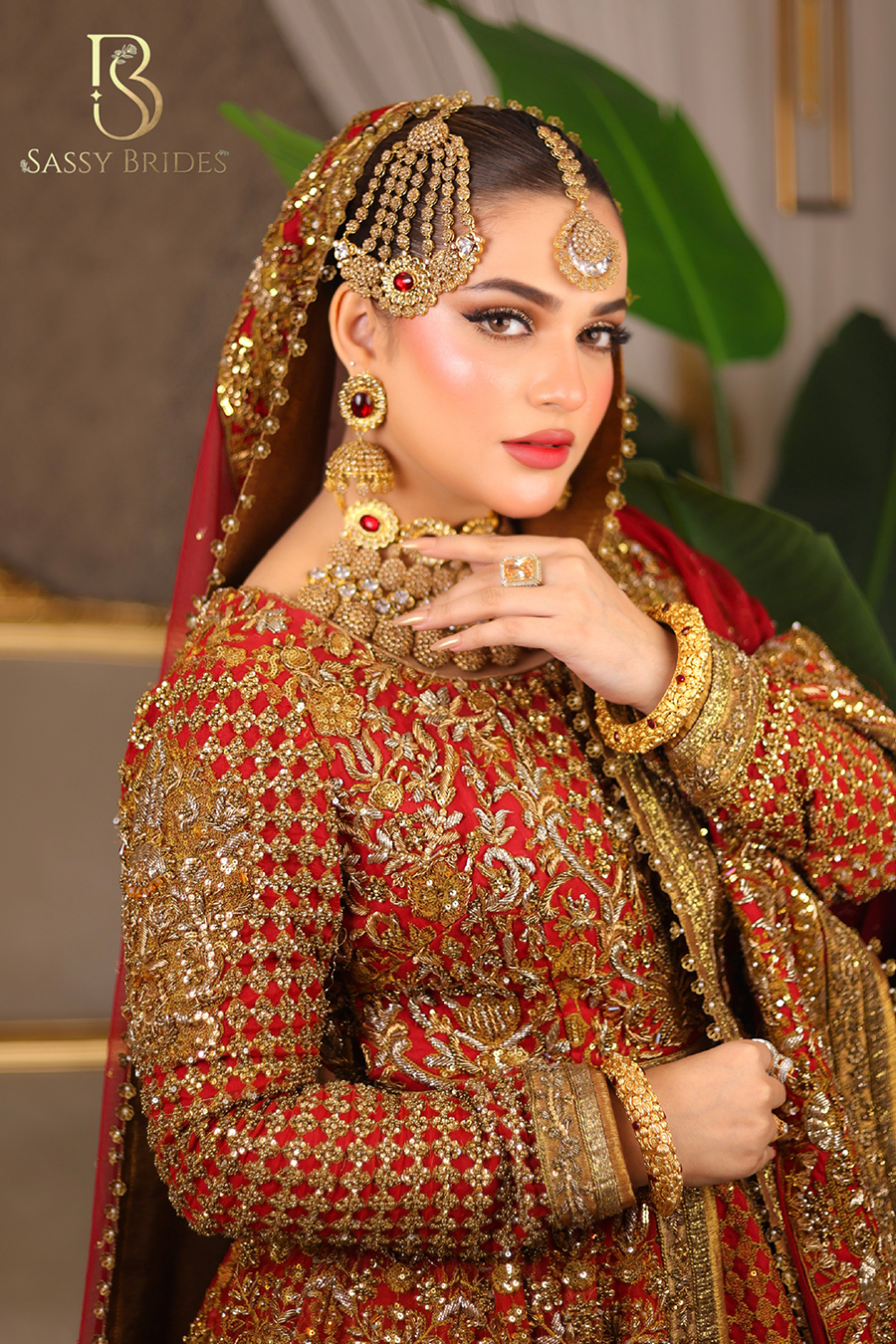 Fahad Hussyn Front Open Red