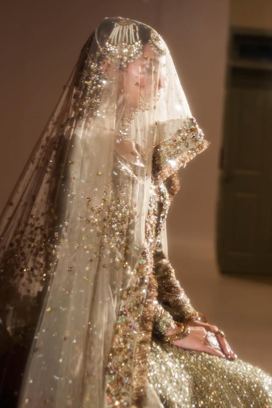 Ahmed Sultan 2025 olive green lehanga choli