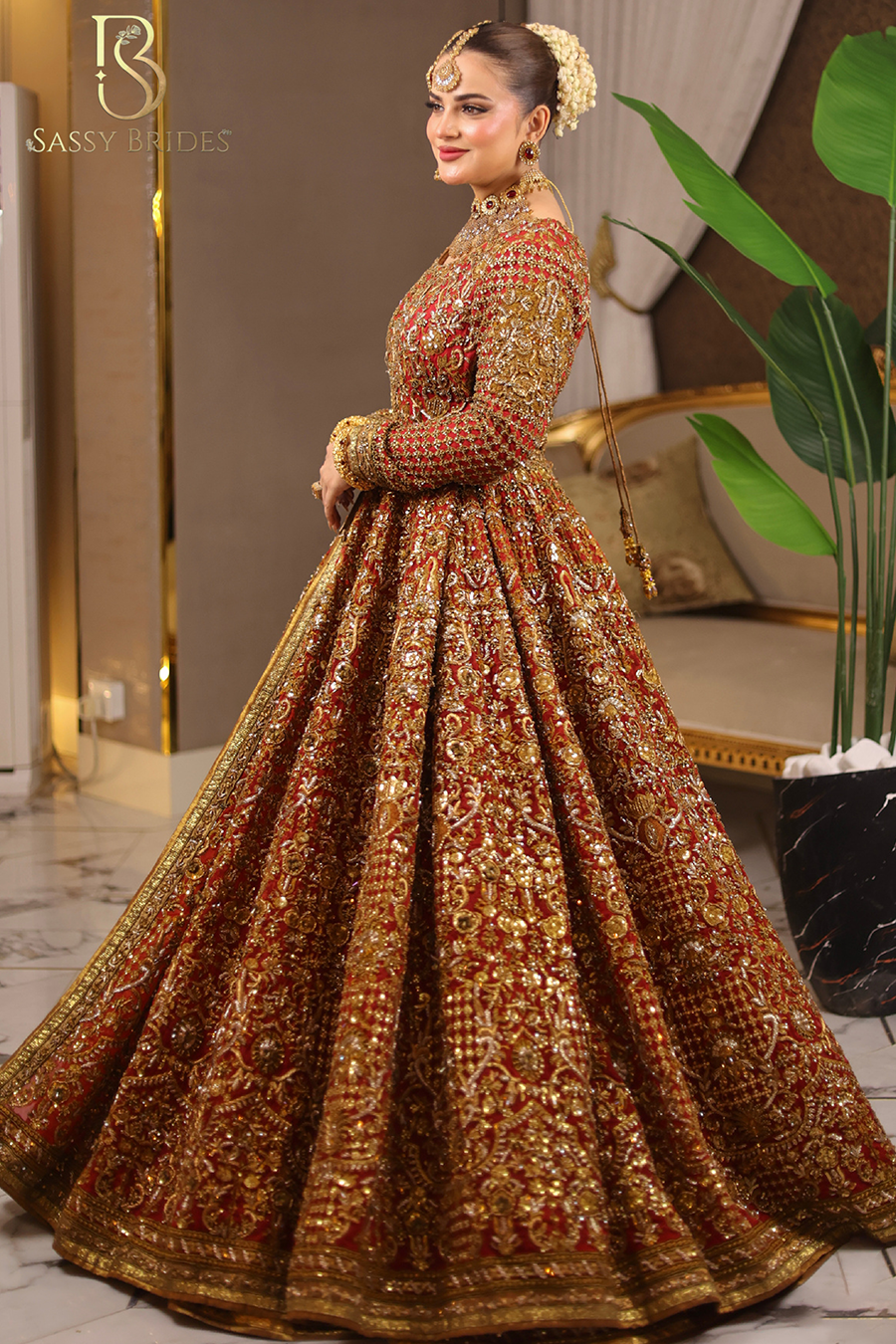 Fahad Hussyn Front Open Red