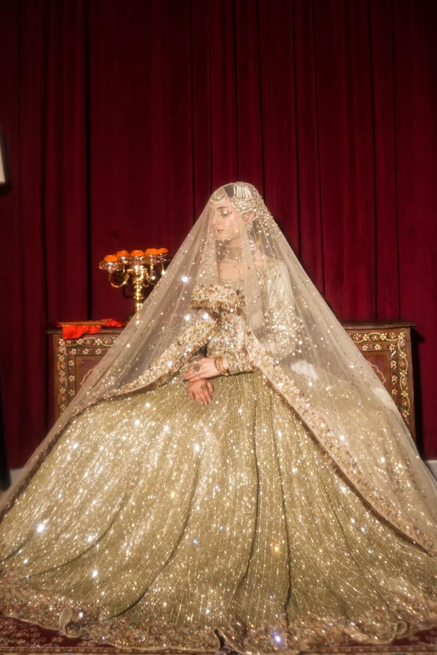 Ahmed Sultan 2025 olive green lehanga choli