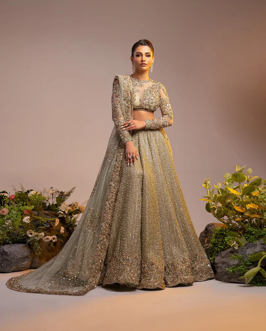 Ahmad Sultan Olive Green Lehnga Choli- AS03