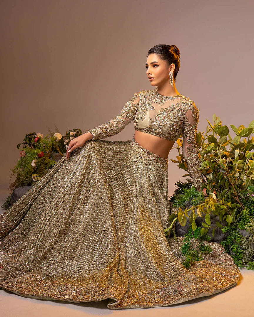 Ahmad Sultan Olive Green Lehnga Choli- AS03