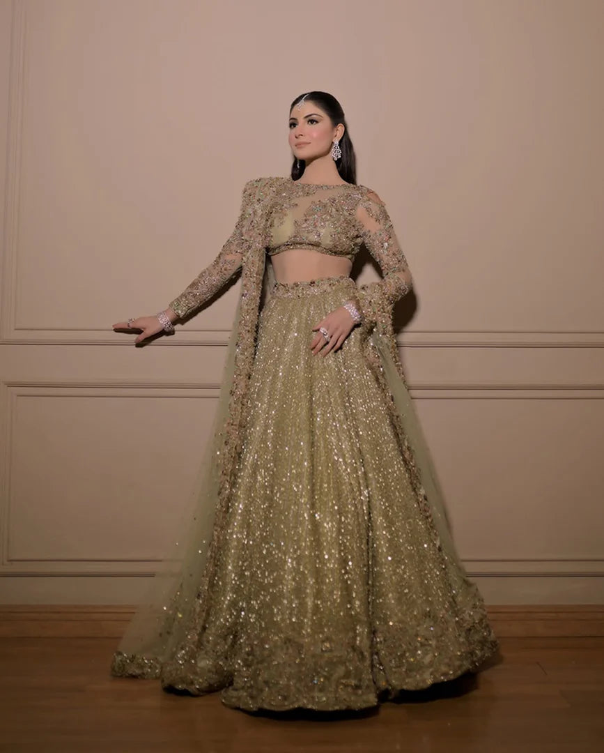 Ahmad Sultan Olive Green Lehnga Choli- AS03