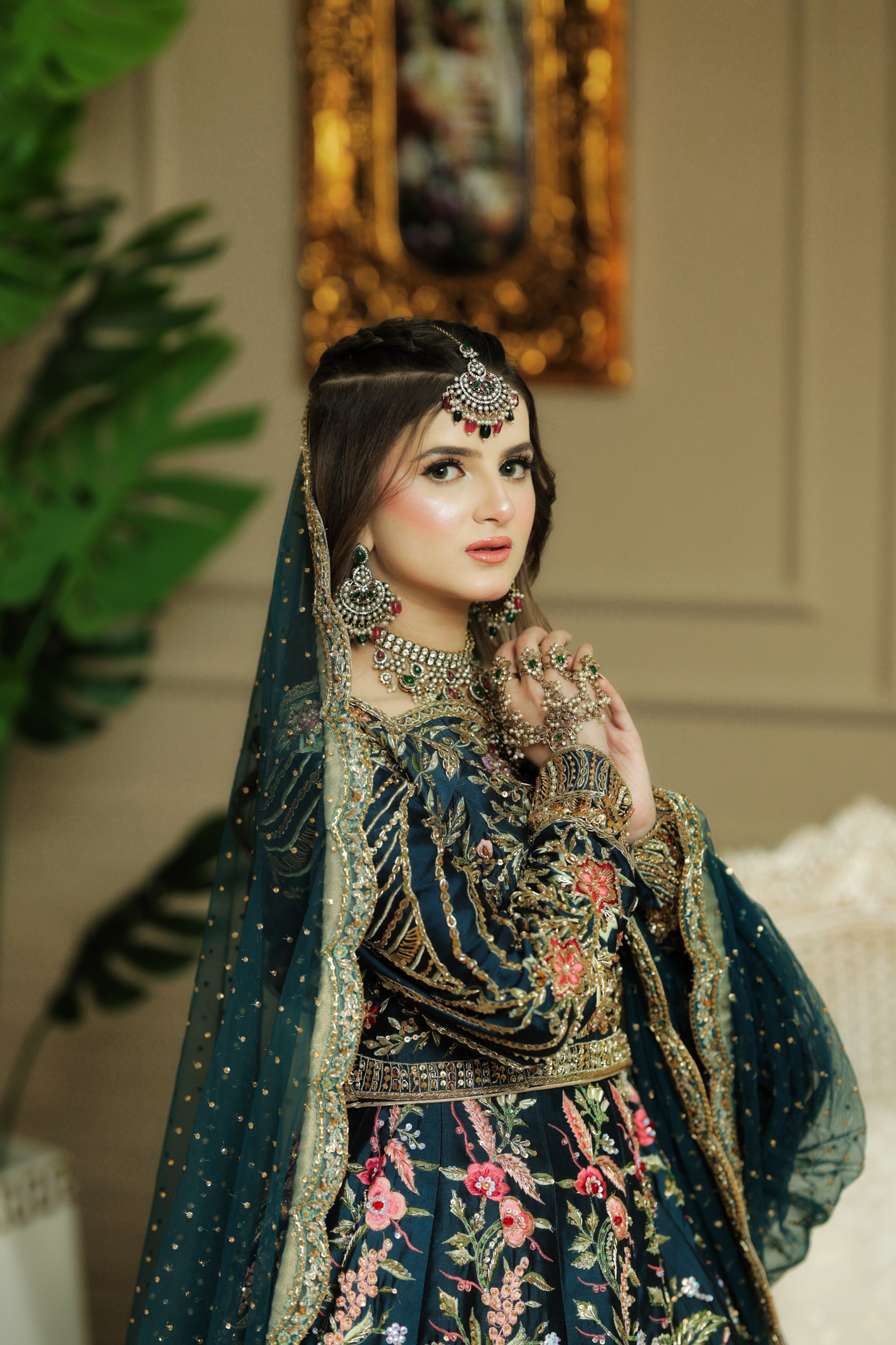 AS TEAL MULTI MEHNDI DRESS-AS11