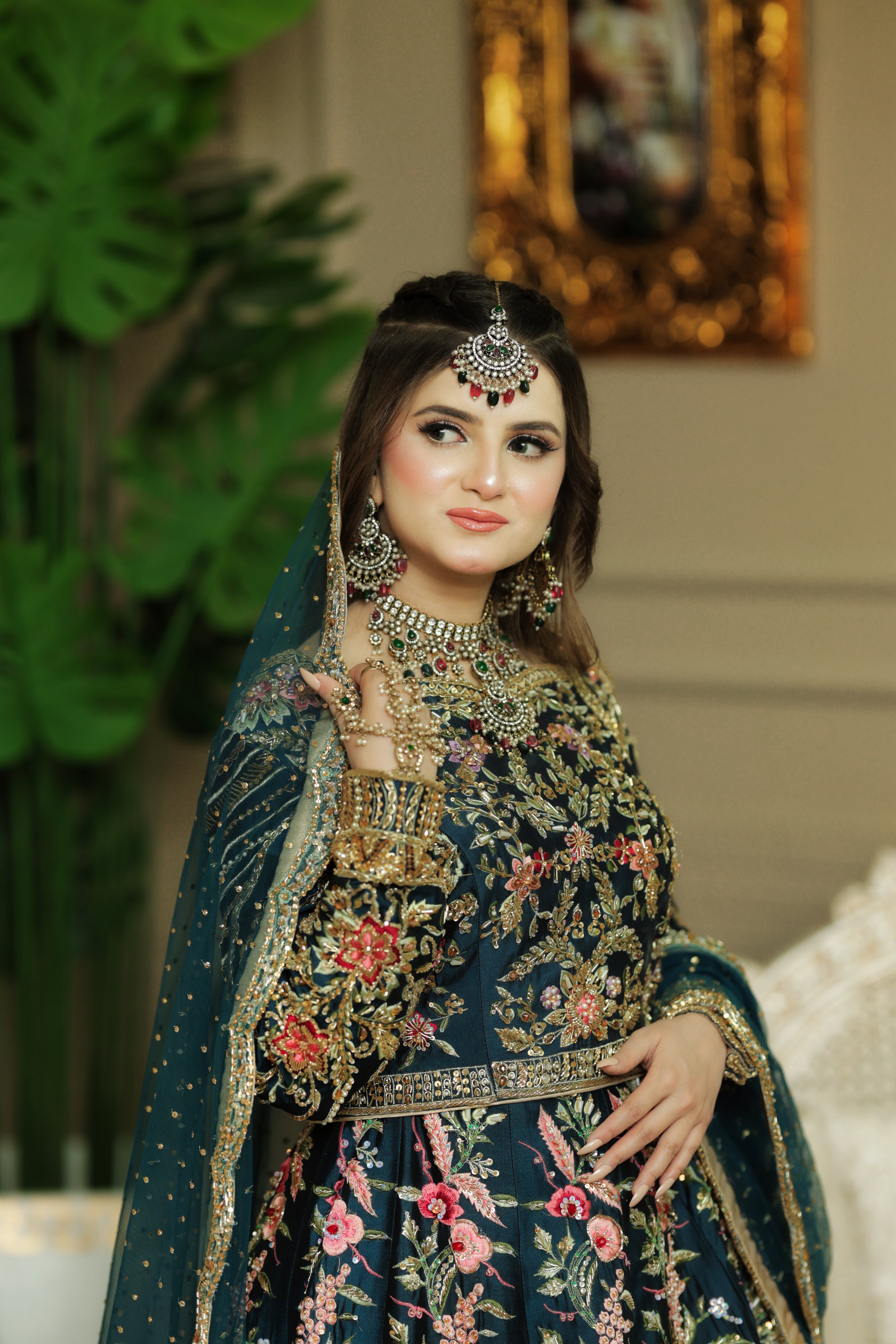 AS TEAL MULTI MEHNDI DRESS-AS11