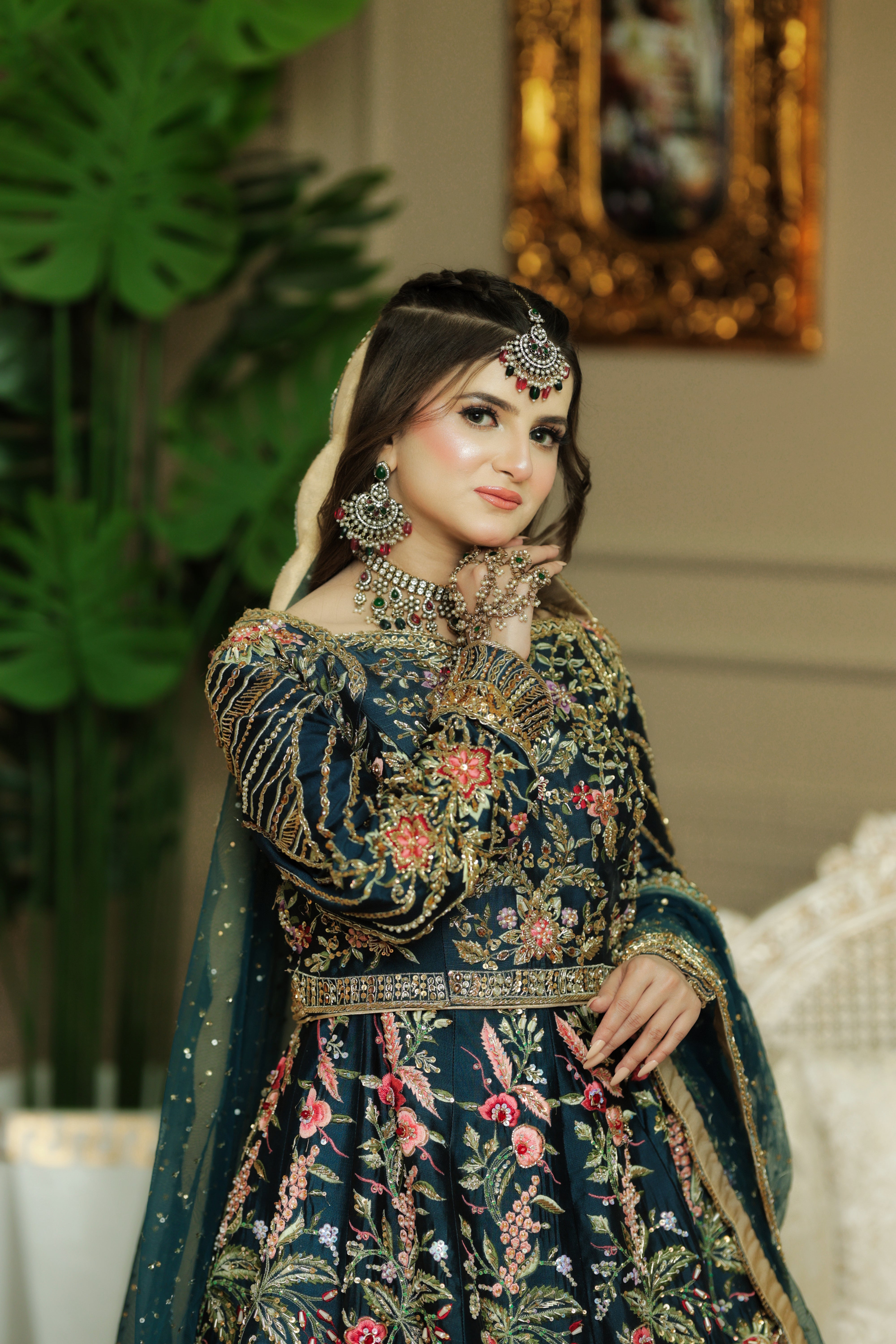 AS TEAL MULTI MEHNDI DRESS-AS11
