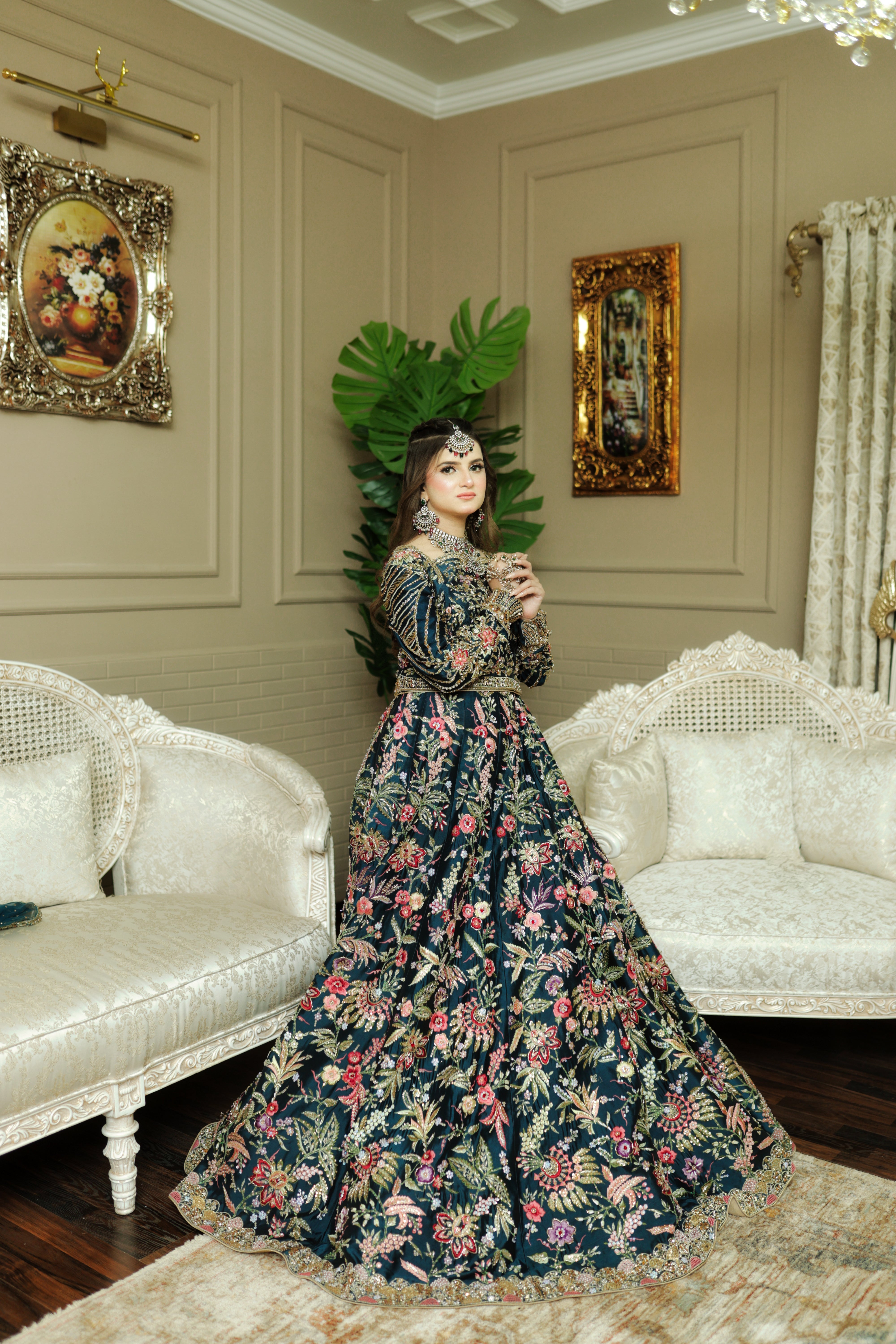 AS TEAL MULTI MEHNDI DRESS-AS11