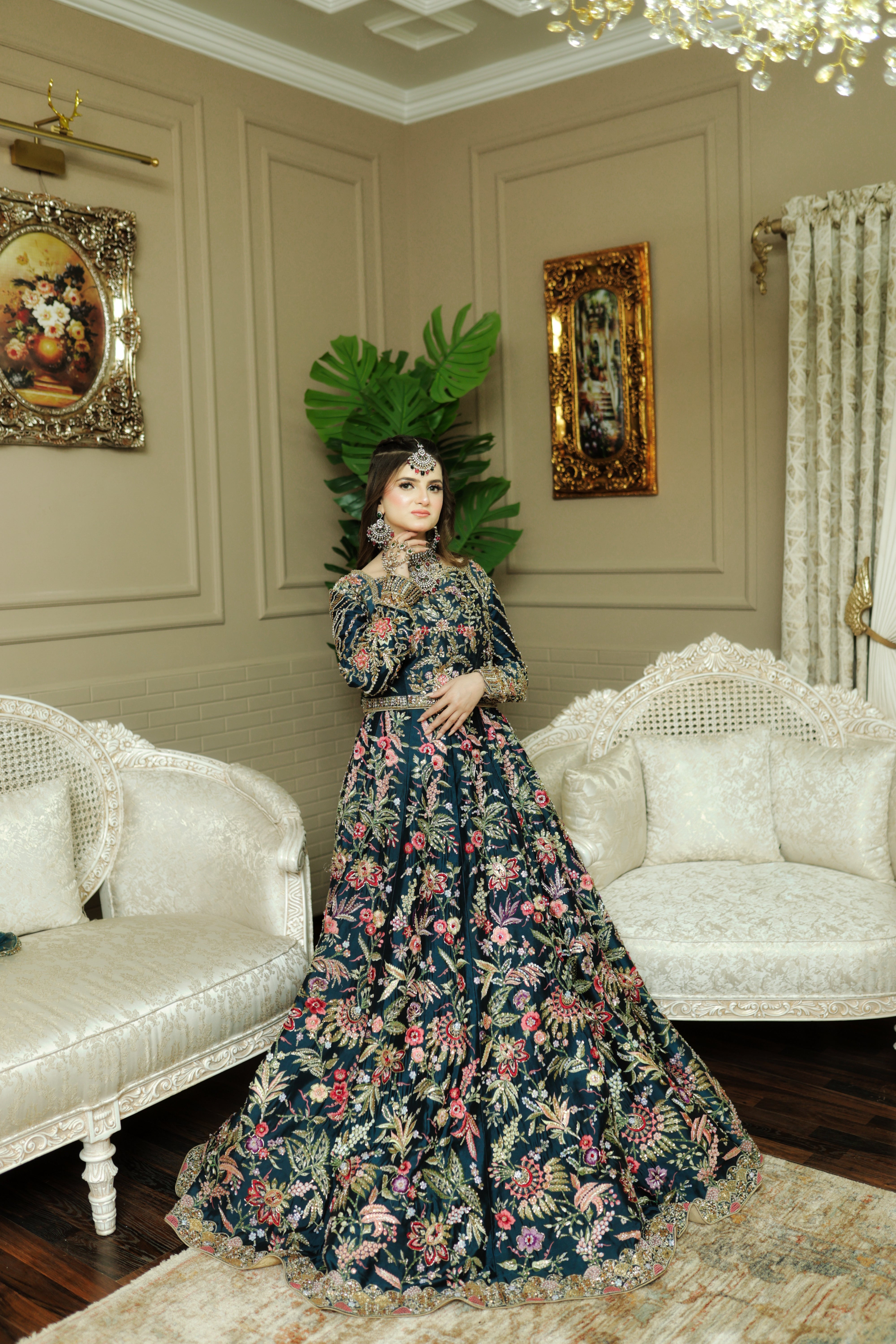 AS TEAL MULTI MEHNDI DRESS-AS11