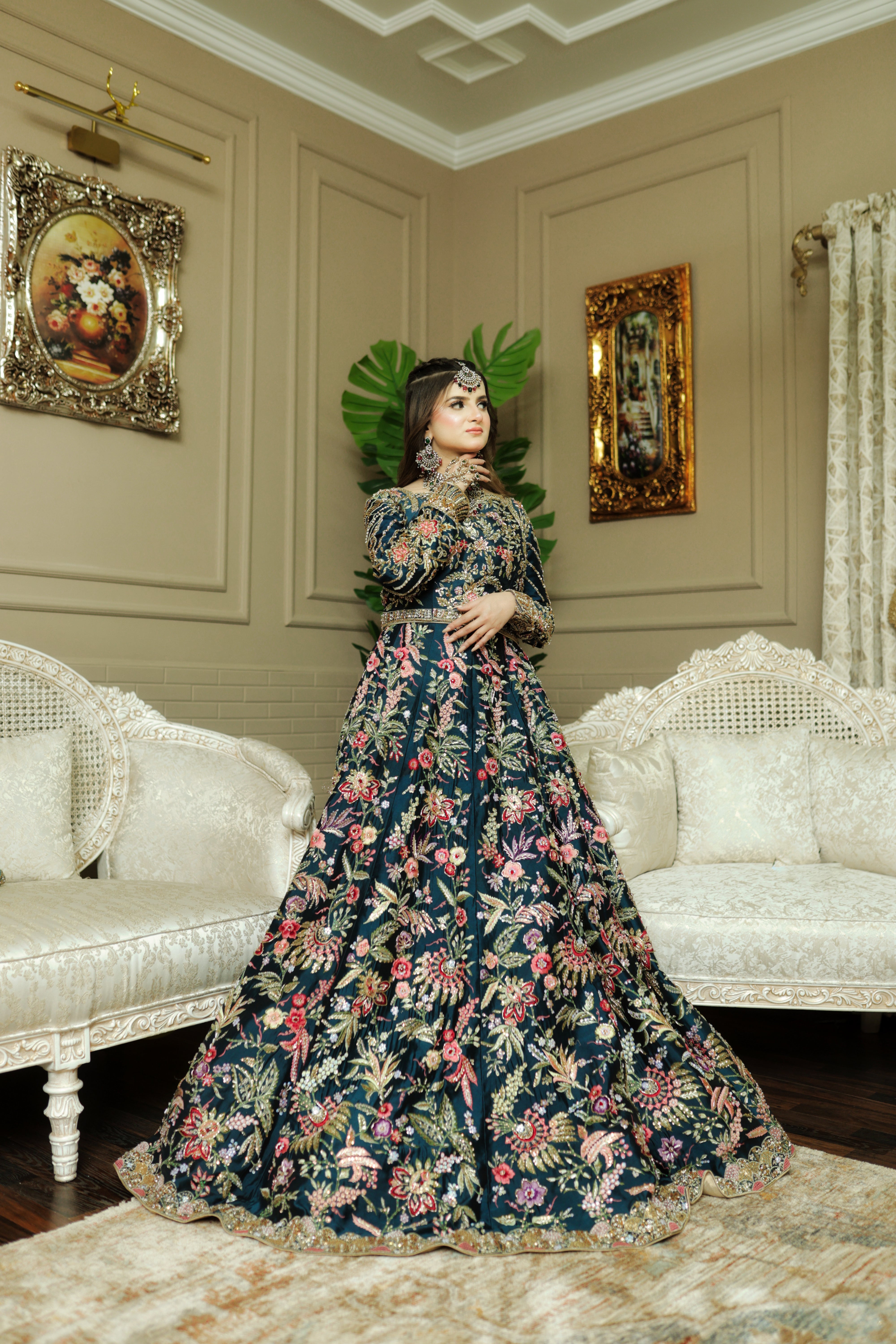 AS TEAL MULTI MEHNDI DRESS-AS11