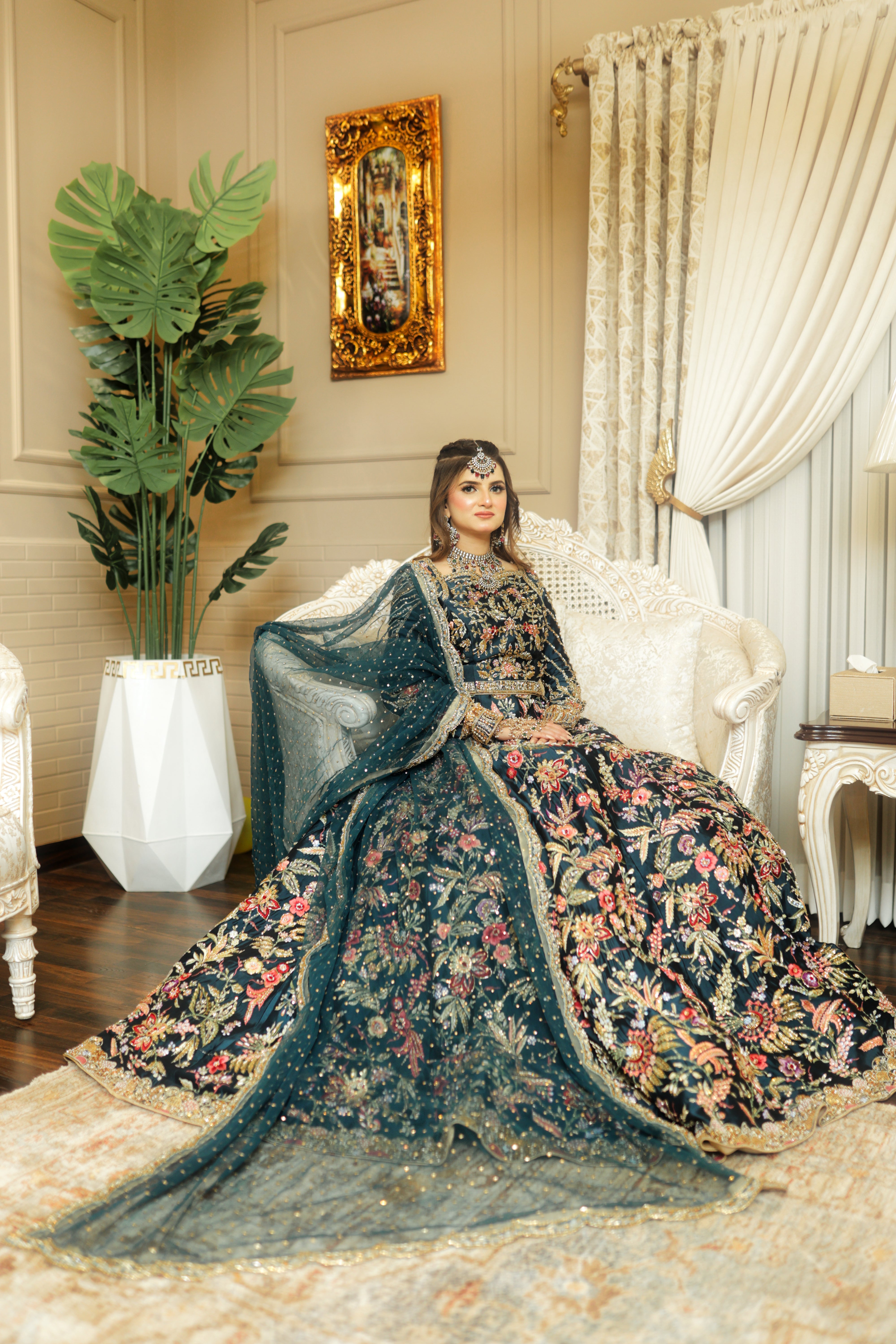 AS TEAL MULTI MEHNDI DRESS-AS11