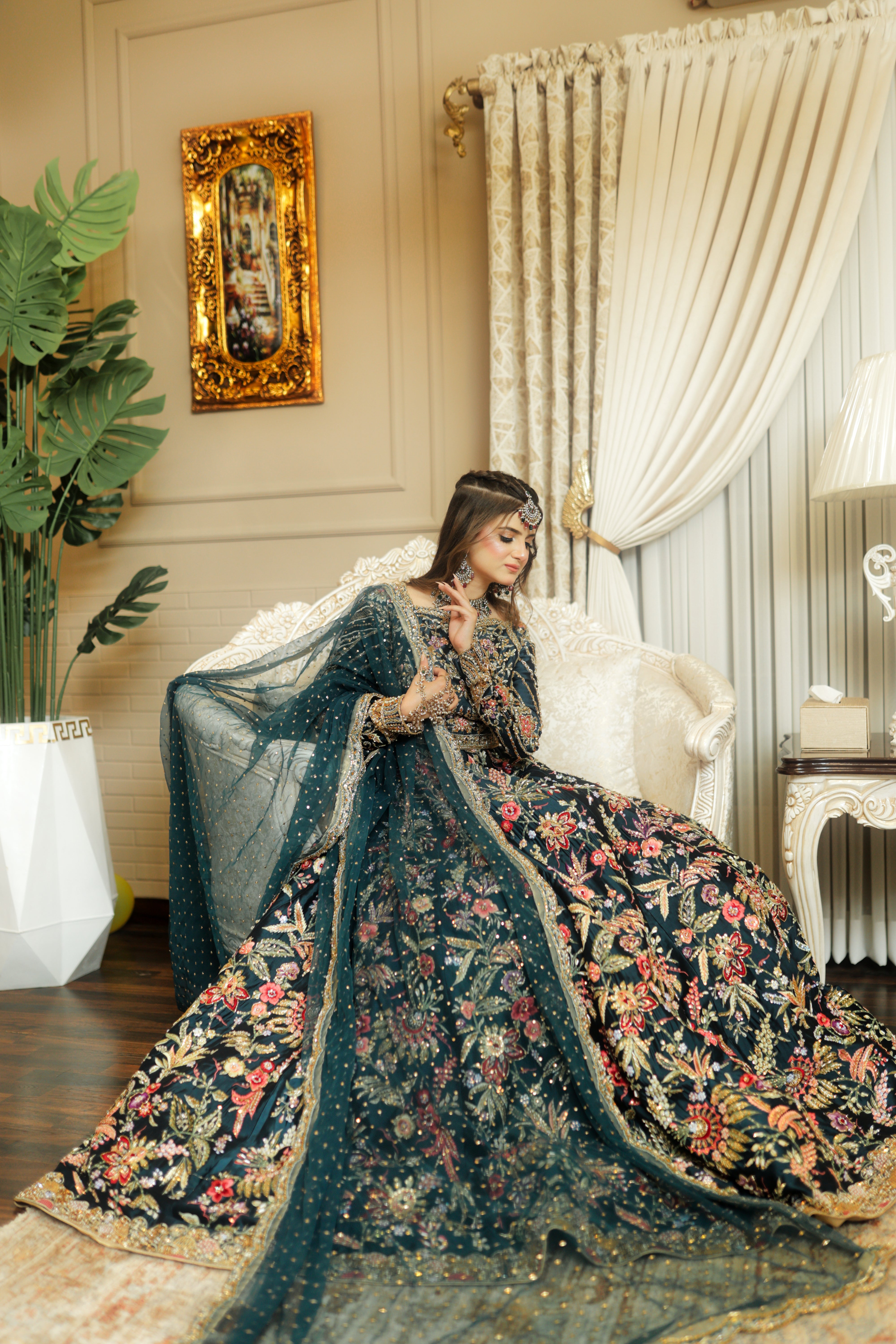AS TEAL MULTI MEHNDI DRESS-AS11