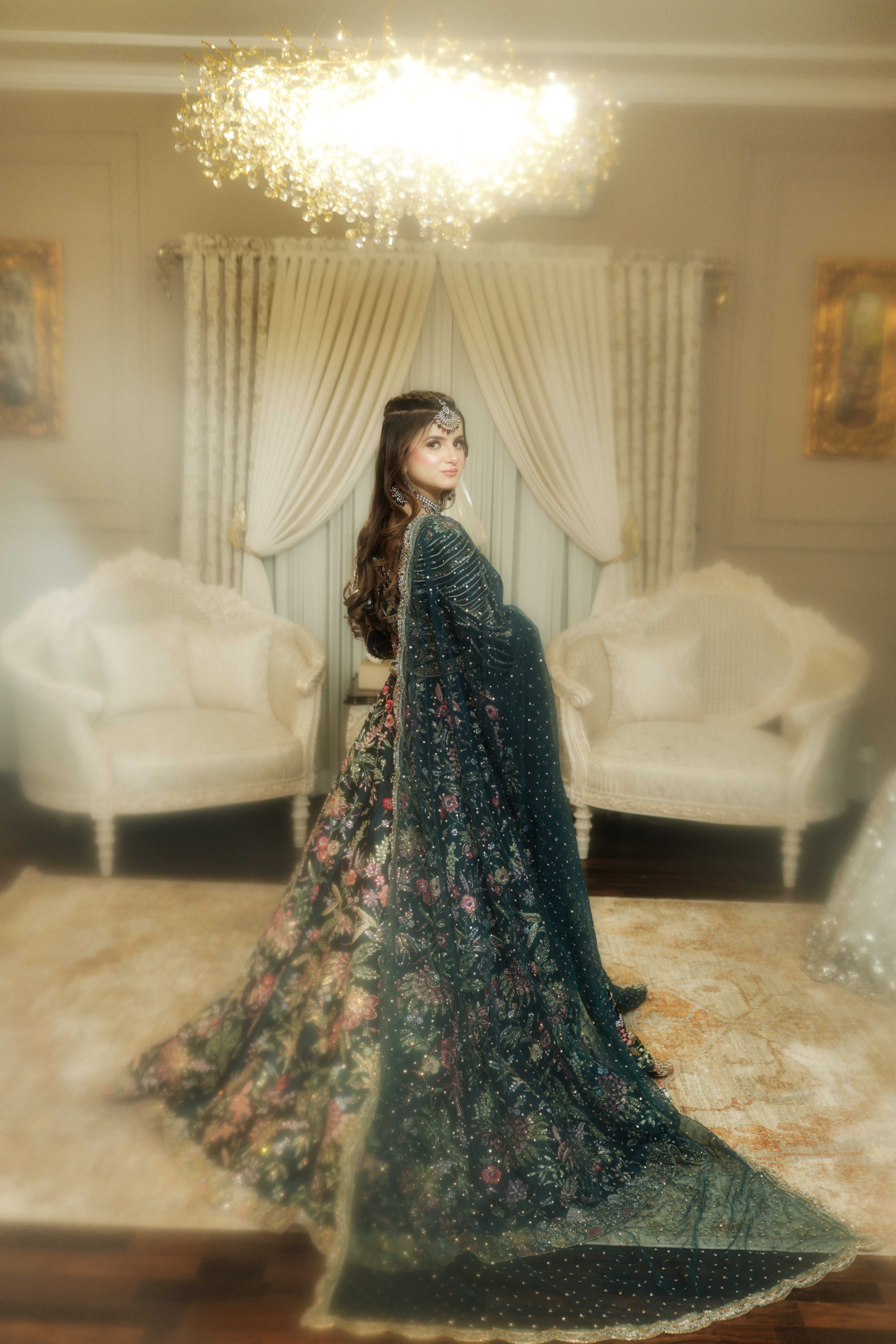 AS TEAL MULTI MEHNDI DRESS-AS11
