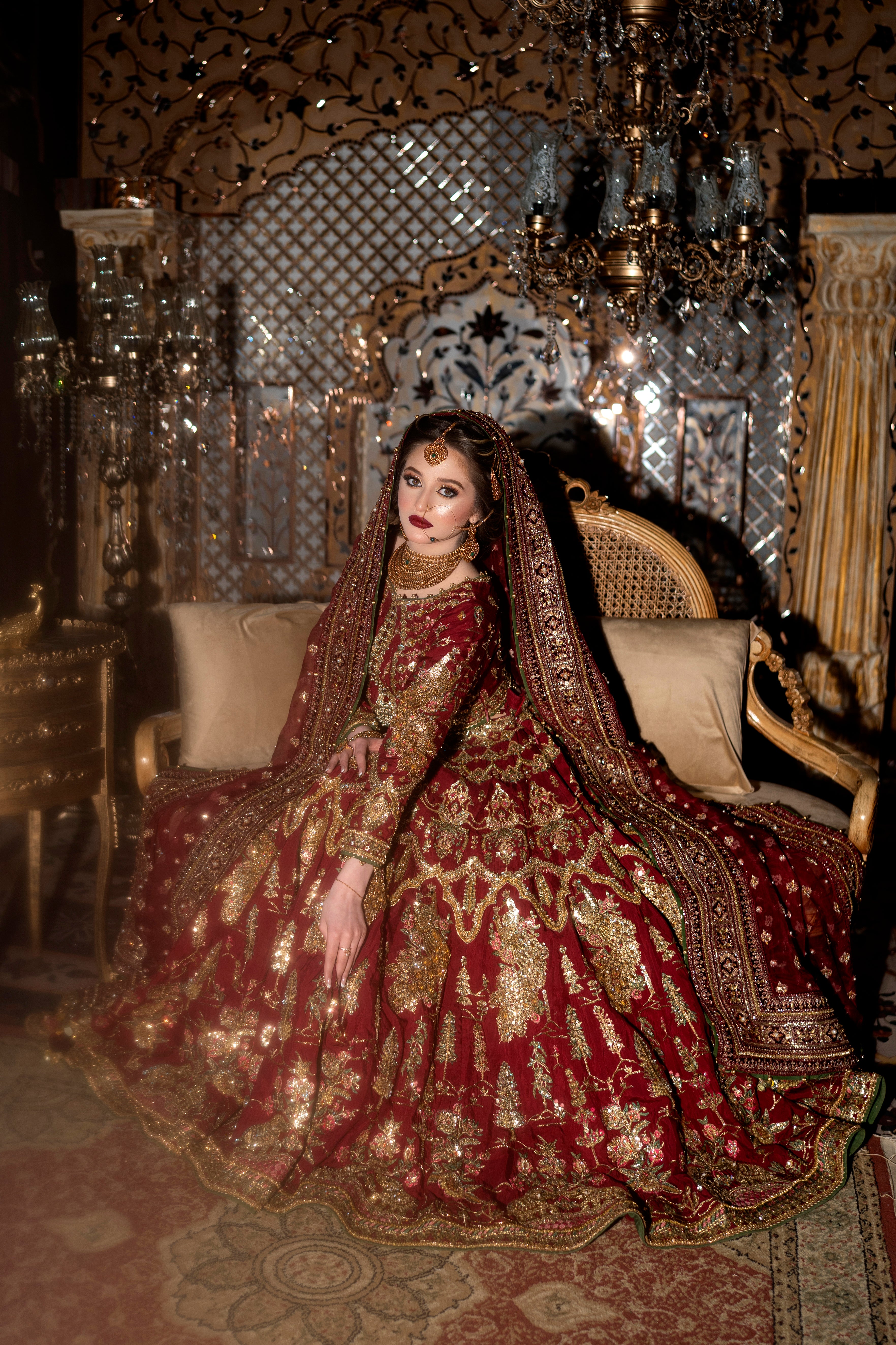 MNR Nazneen Red Double Dupatta-MNR31