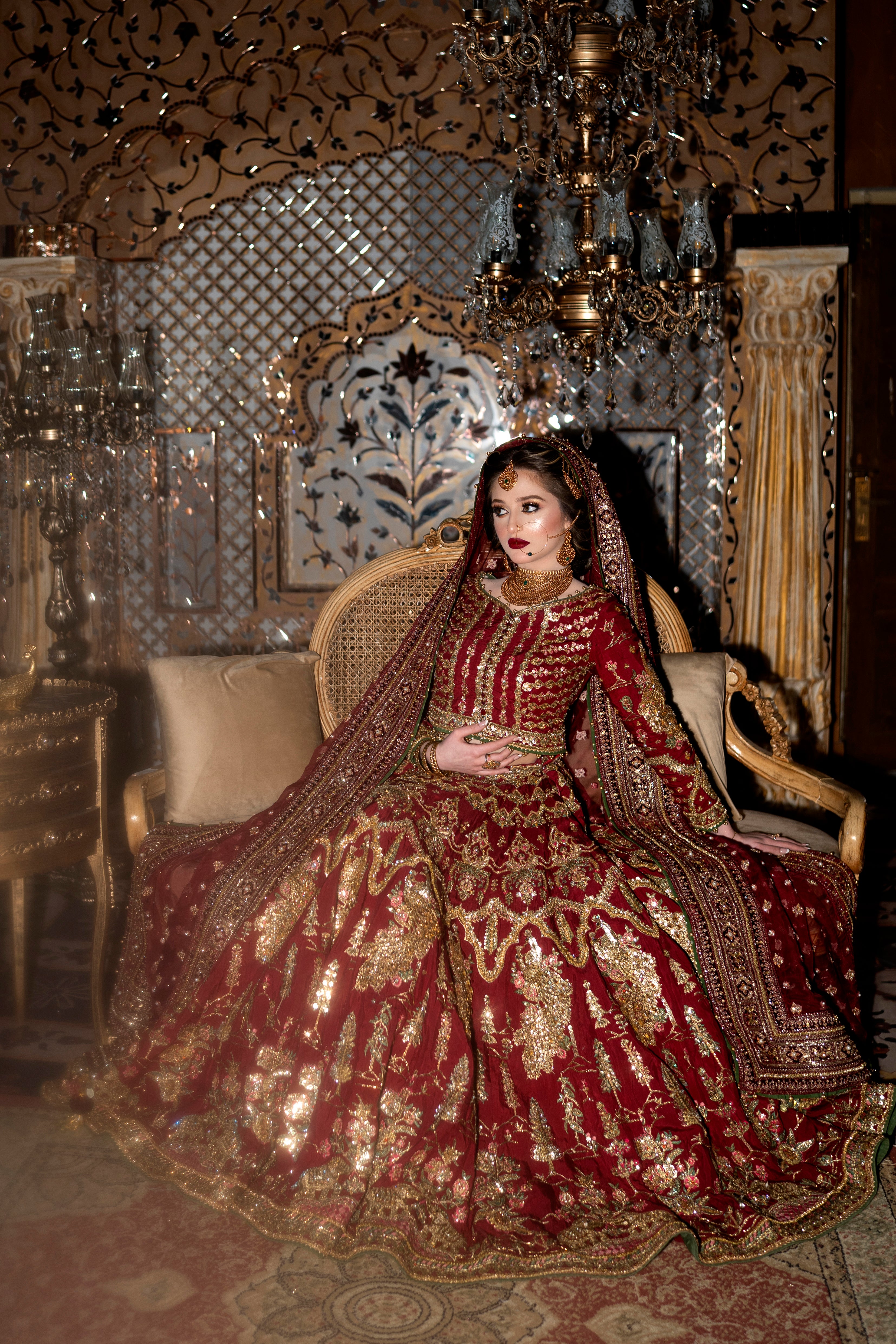 MNR Nazneen Red Double Dupatta-MNR31