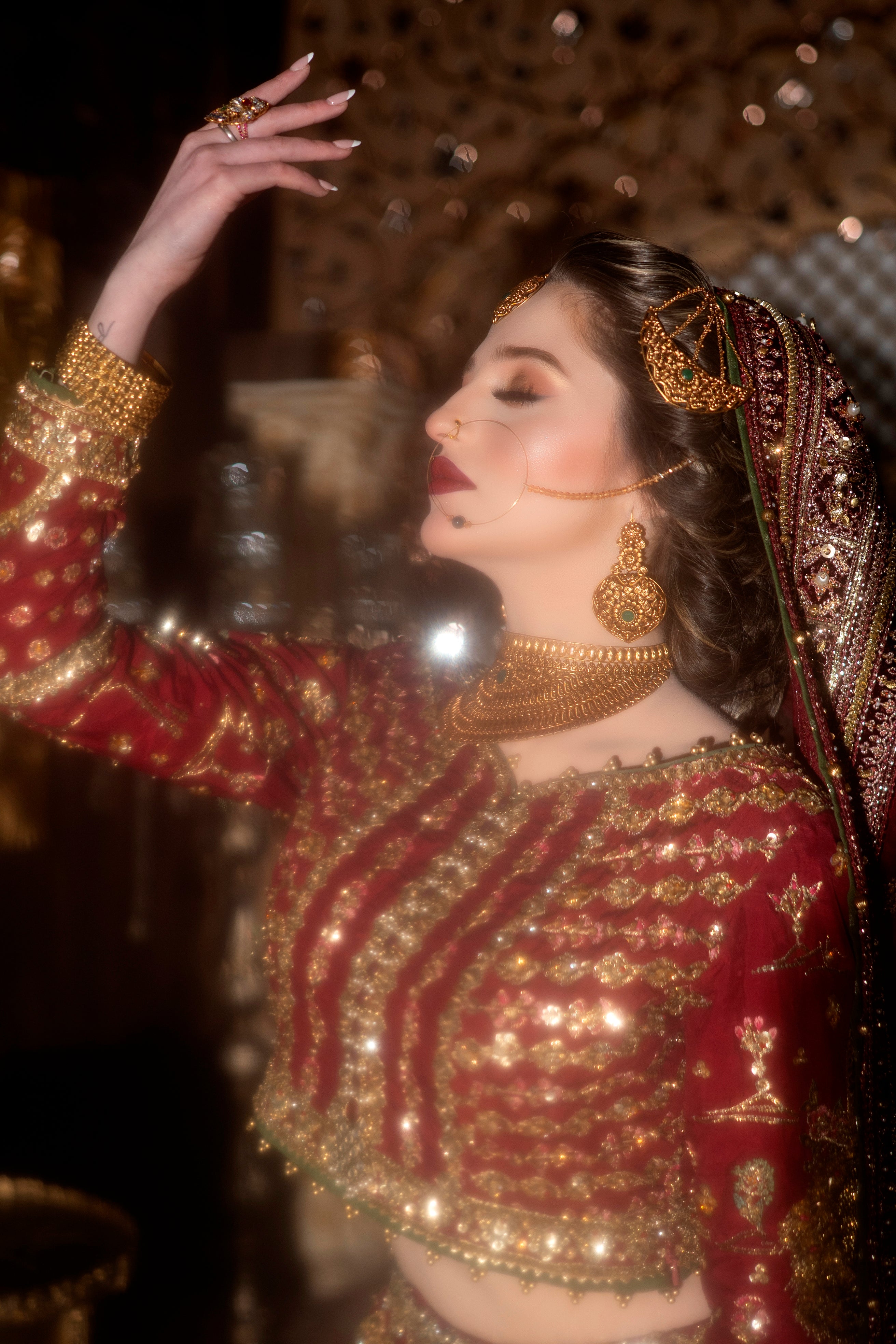 MNR Nazneen Red Double Dupatta-MNR31