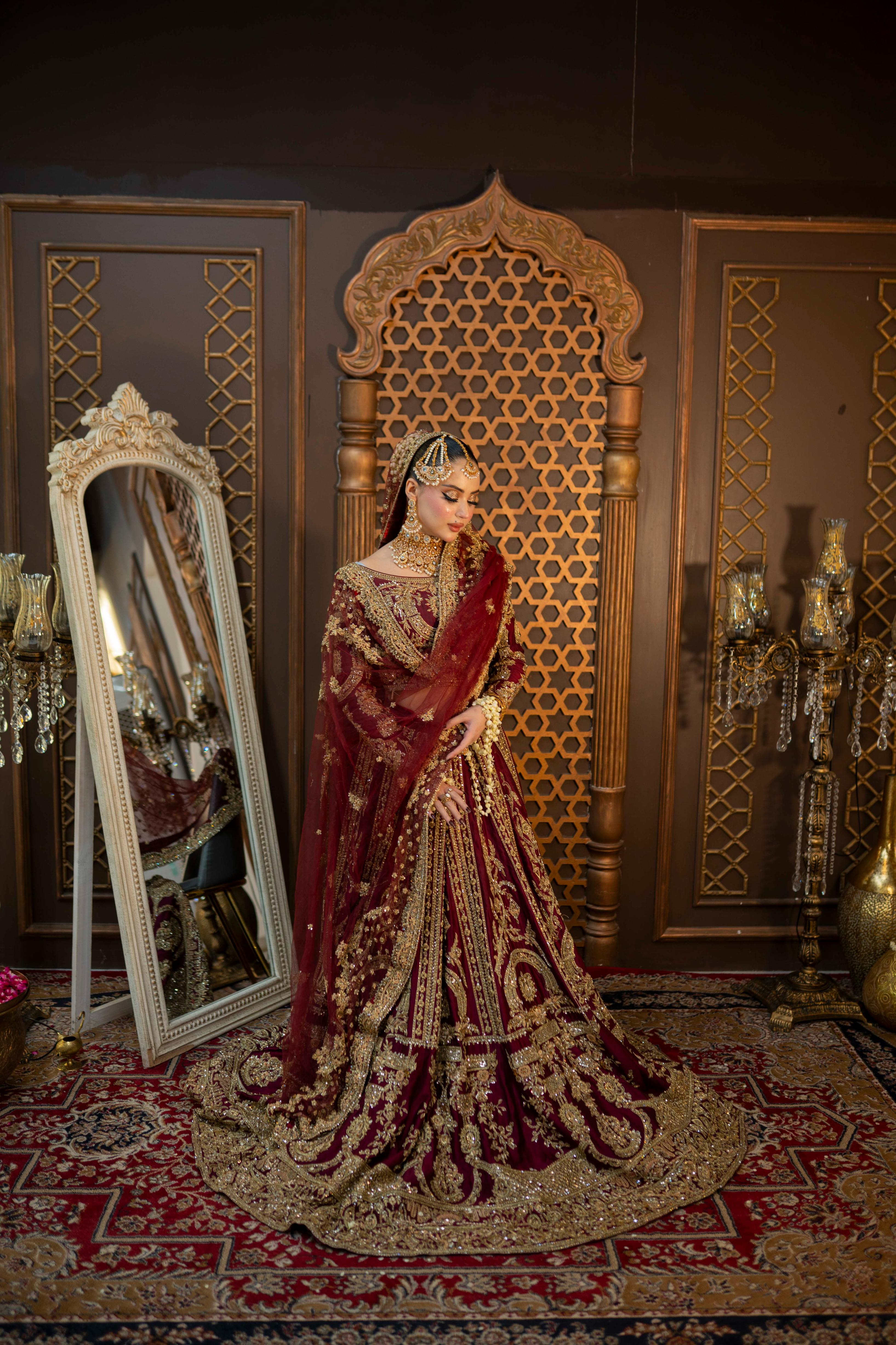 AHAMD SULTAN DEEP MAROON LEHNGA CHOLI-AS25