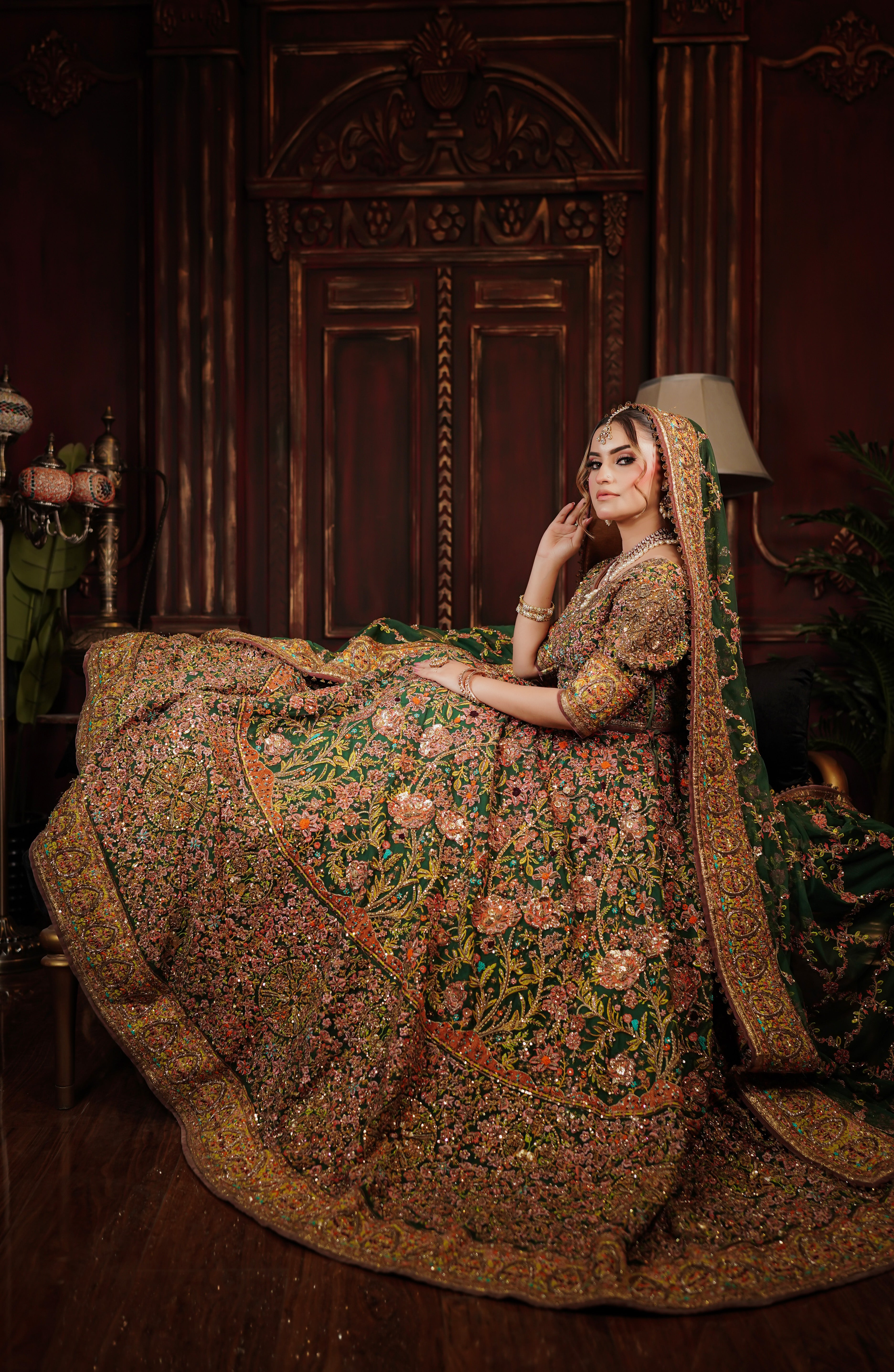 FAHAD HUSSAYN GREEN LEHNGA CHOLI