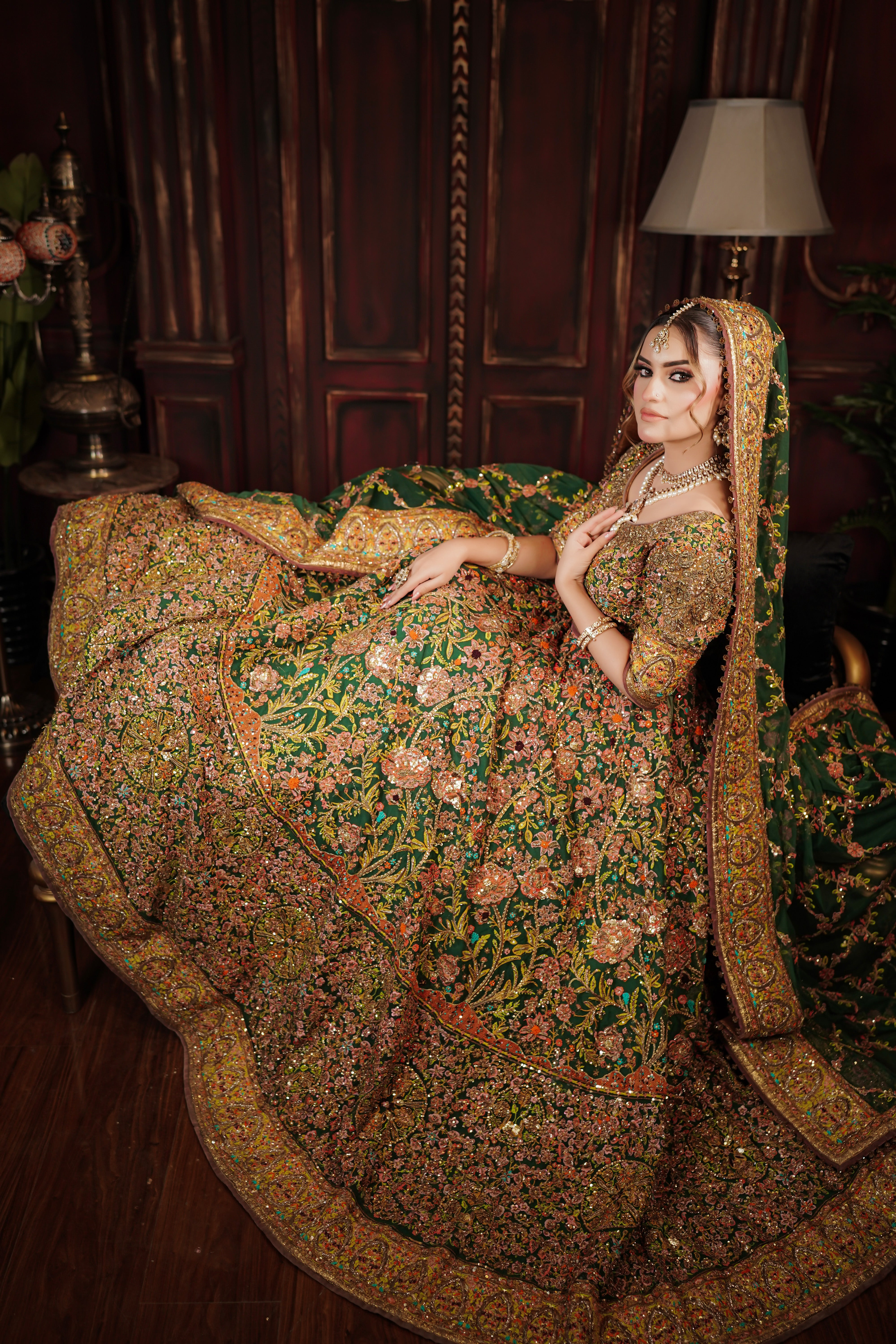 FAHAD HUSSAYN GREEN LEHNGA CHOLI