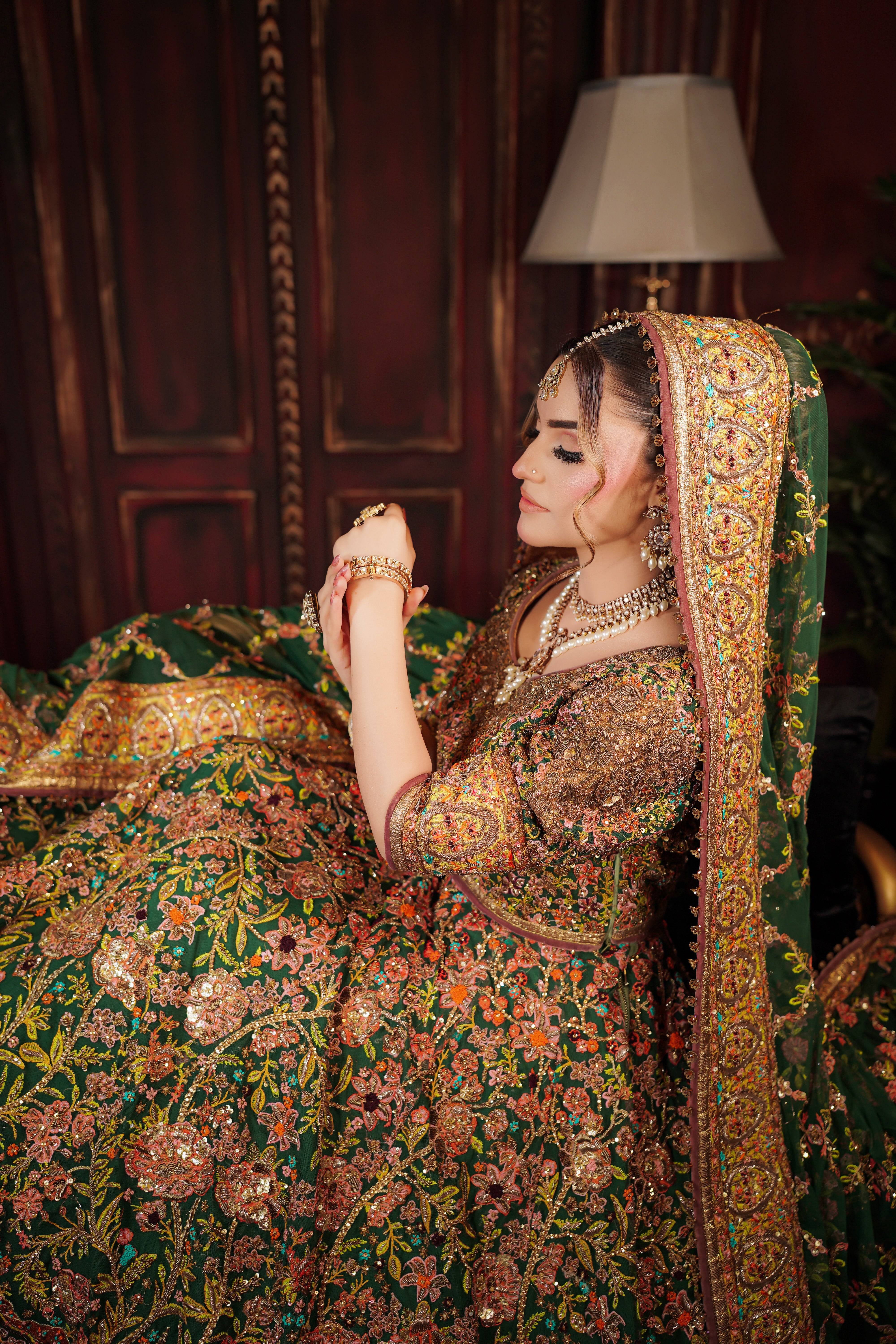 FAHAD HUSSAYN GREEN LEHNGA CHOLI
