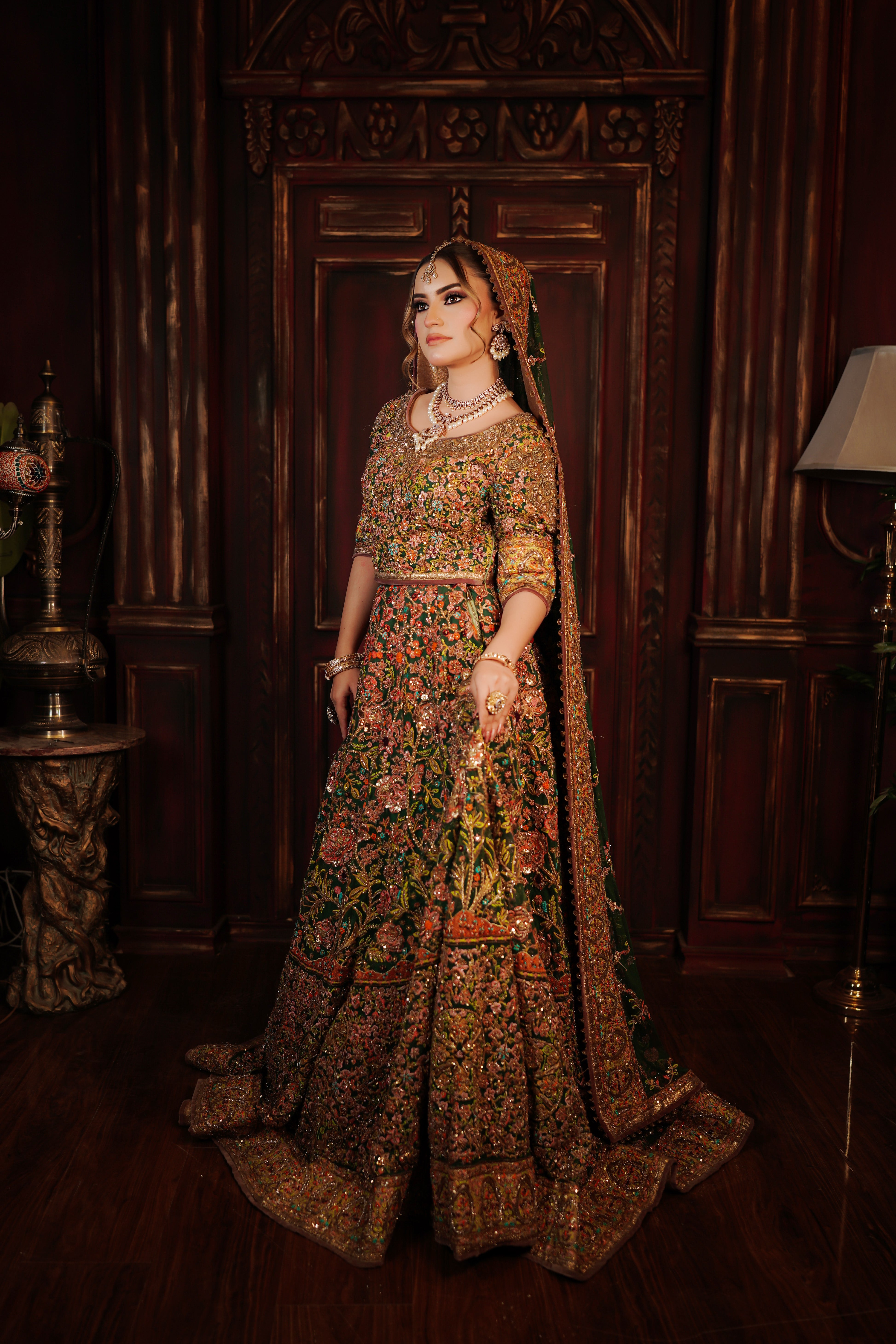 FAHAD HUSSAYN GREEN LEHNGA CHOLI