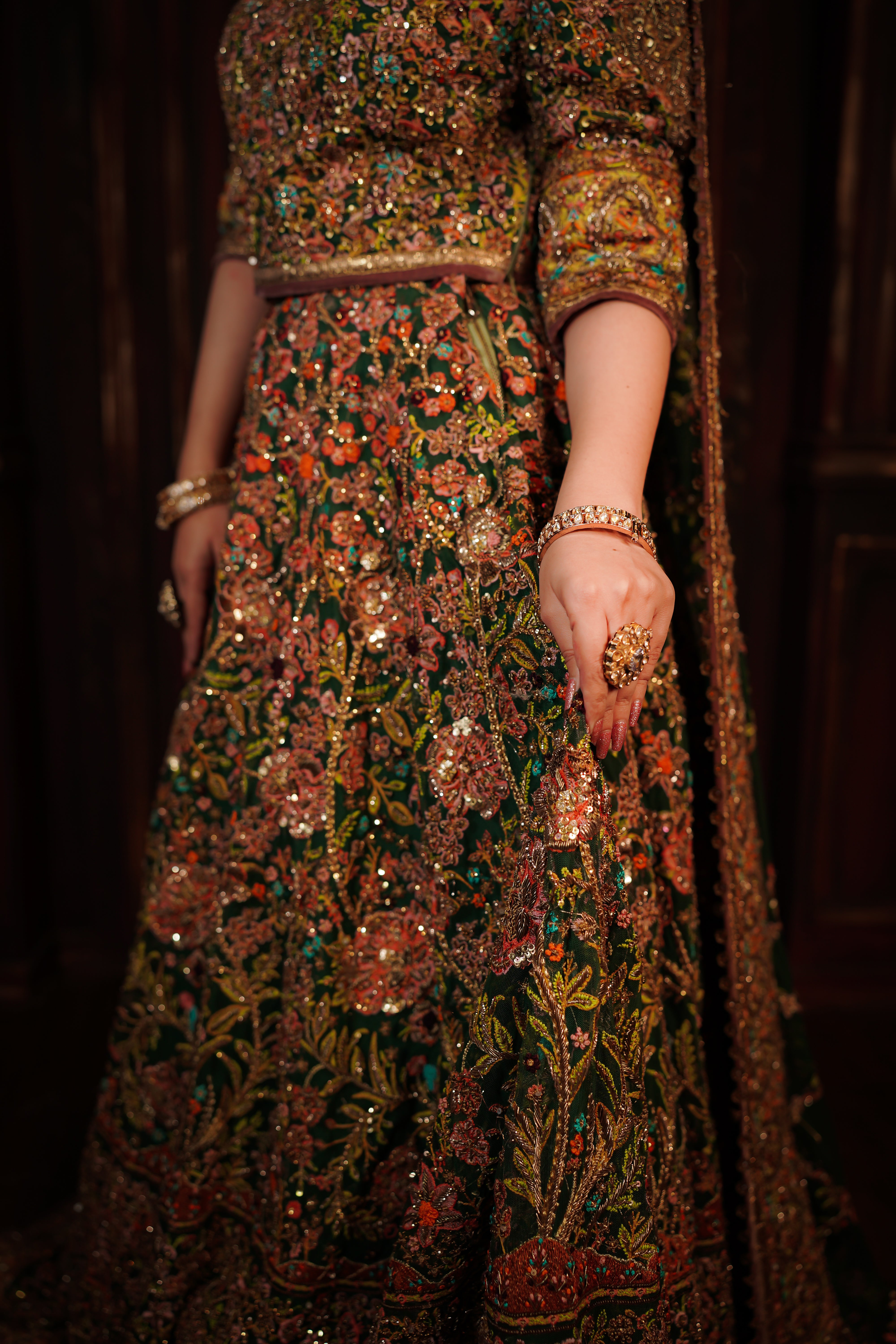FAHAD HUSSAYN GREEN LEHNGA CHOLI