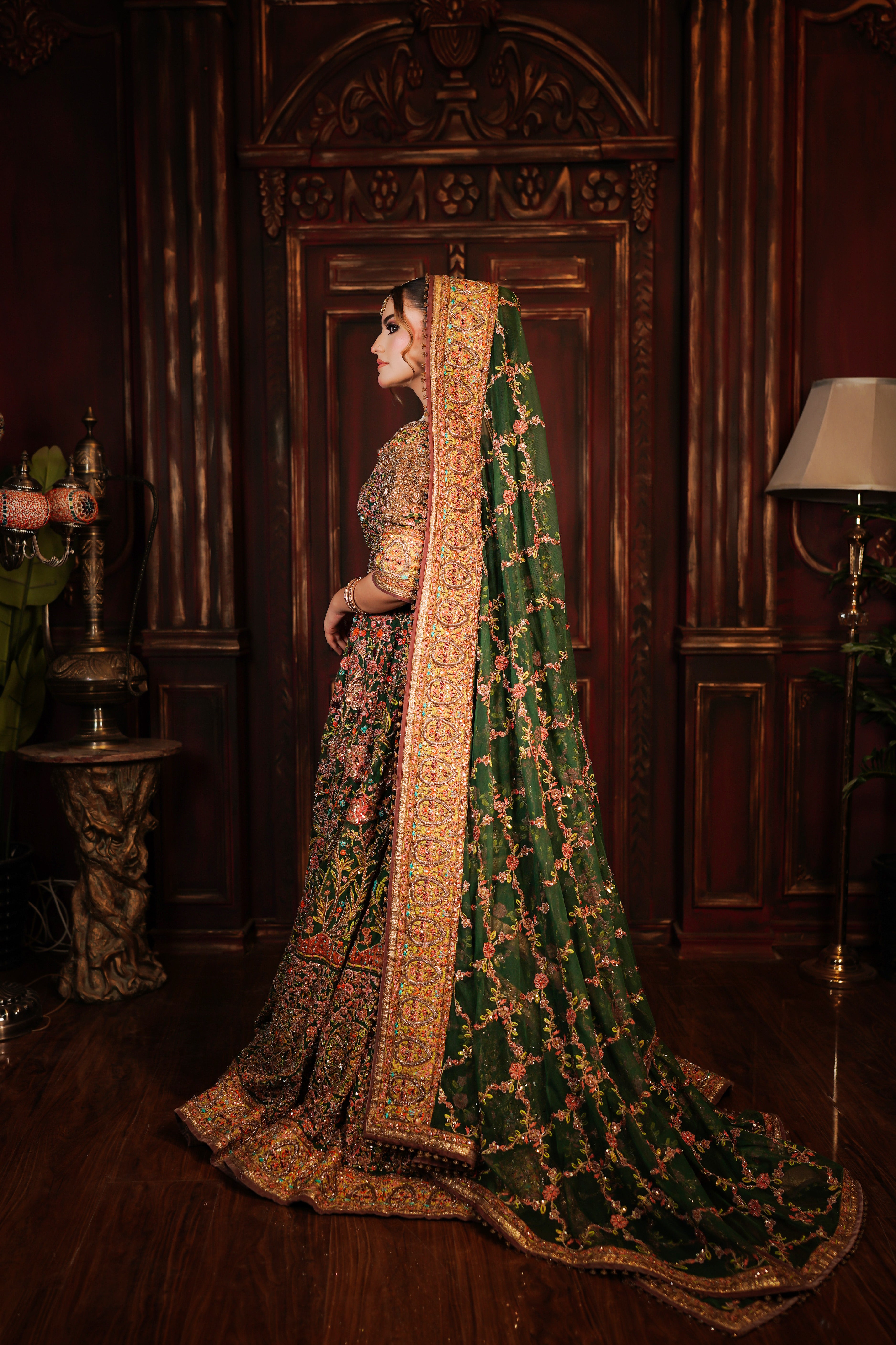 FAHAD HUSSAYN GREEN LEHNGA CHOLI
