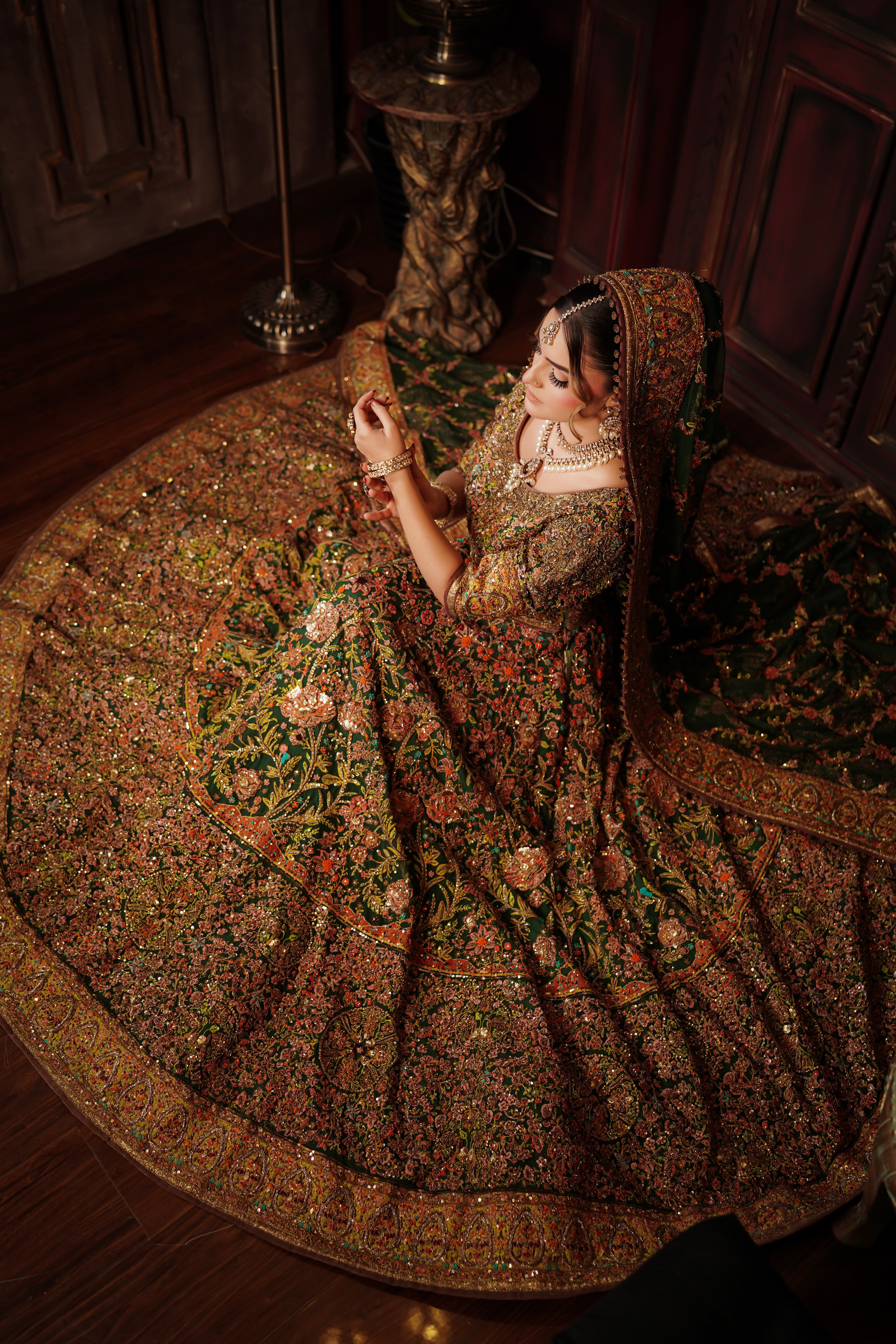 FAHAD HUSSAYN GREEN LEHNGA CHOLI