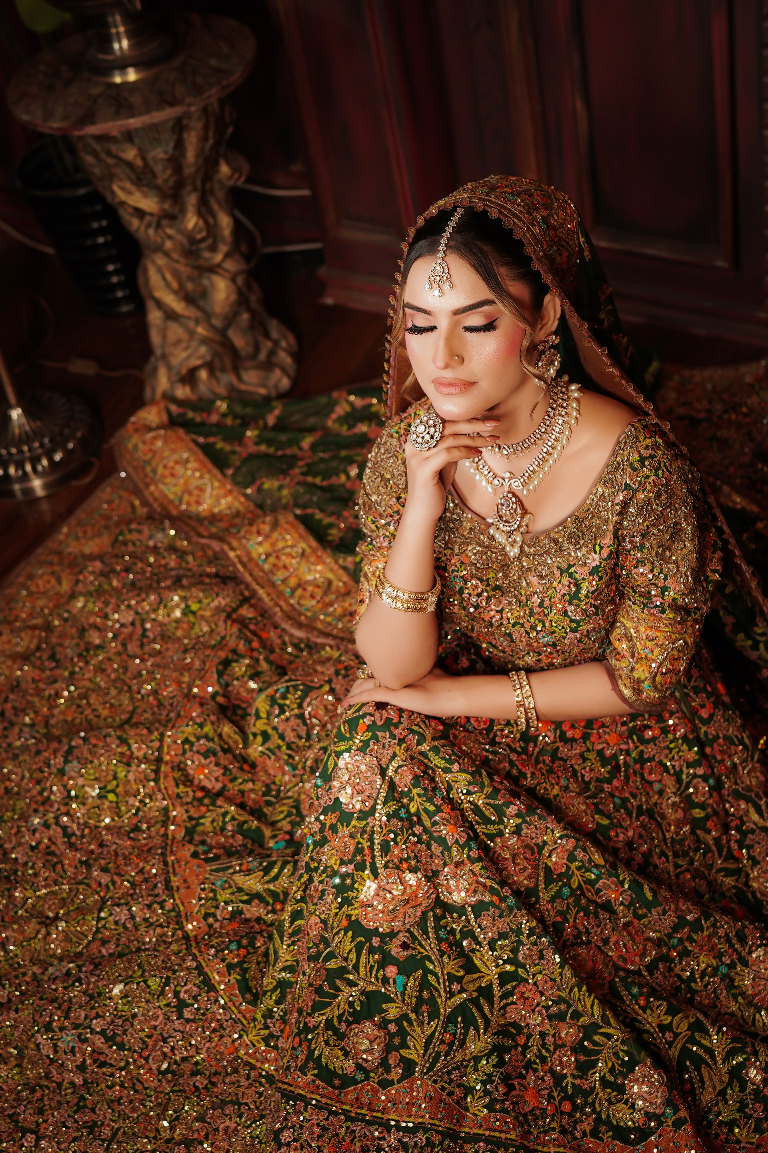 FAHAD HUSSAYN GREEN LEHNGA CHOLI