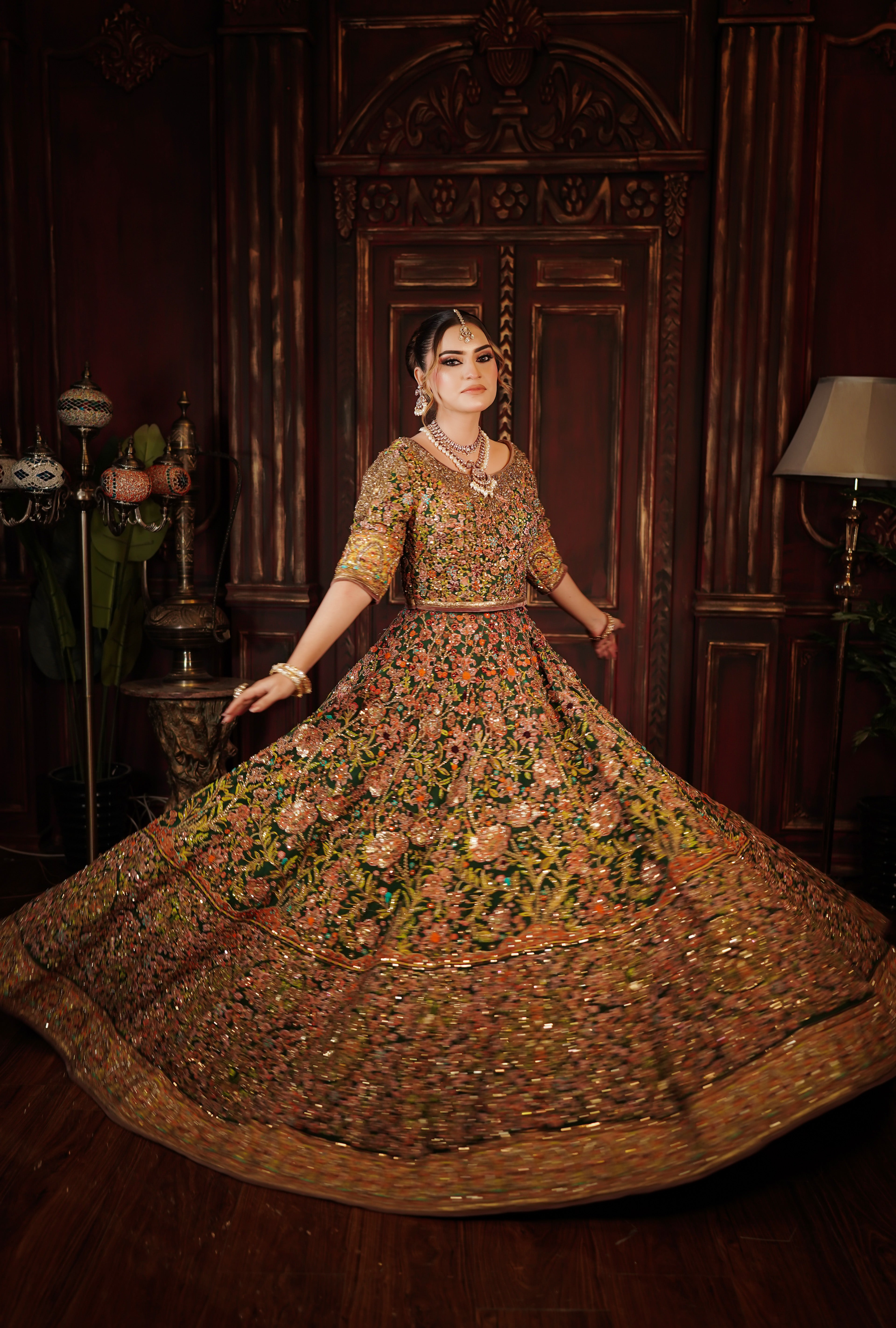 FAHAD HUSSAYN GREEN LEHNGA CHOLI