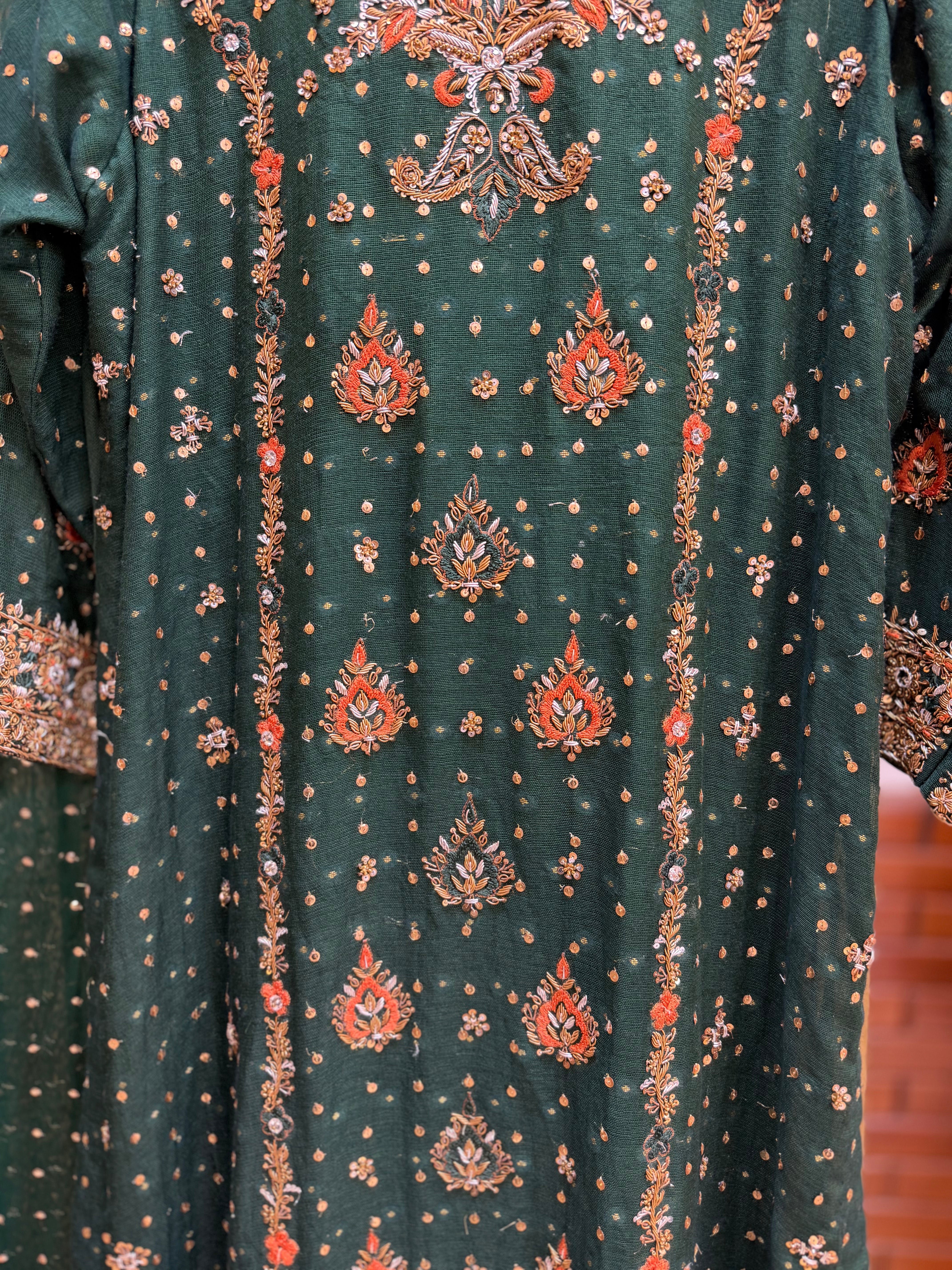 HARIS SHAKEEL BOTTLE GREEN LONG SHIRT