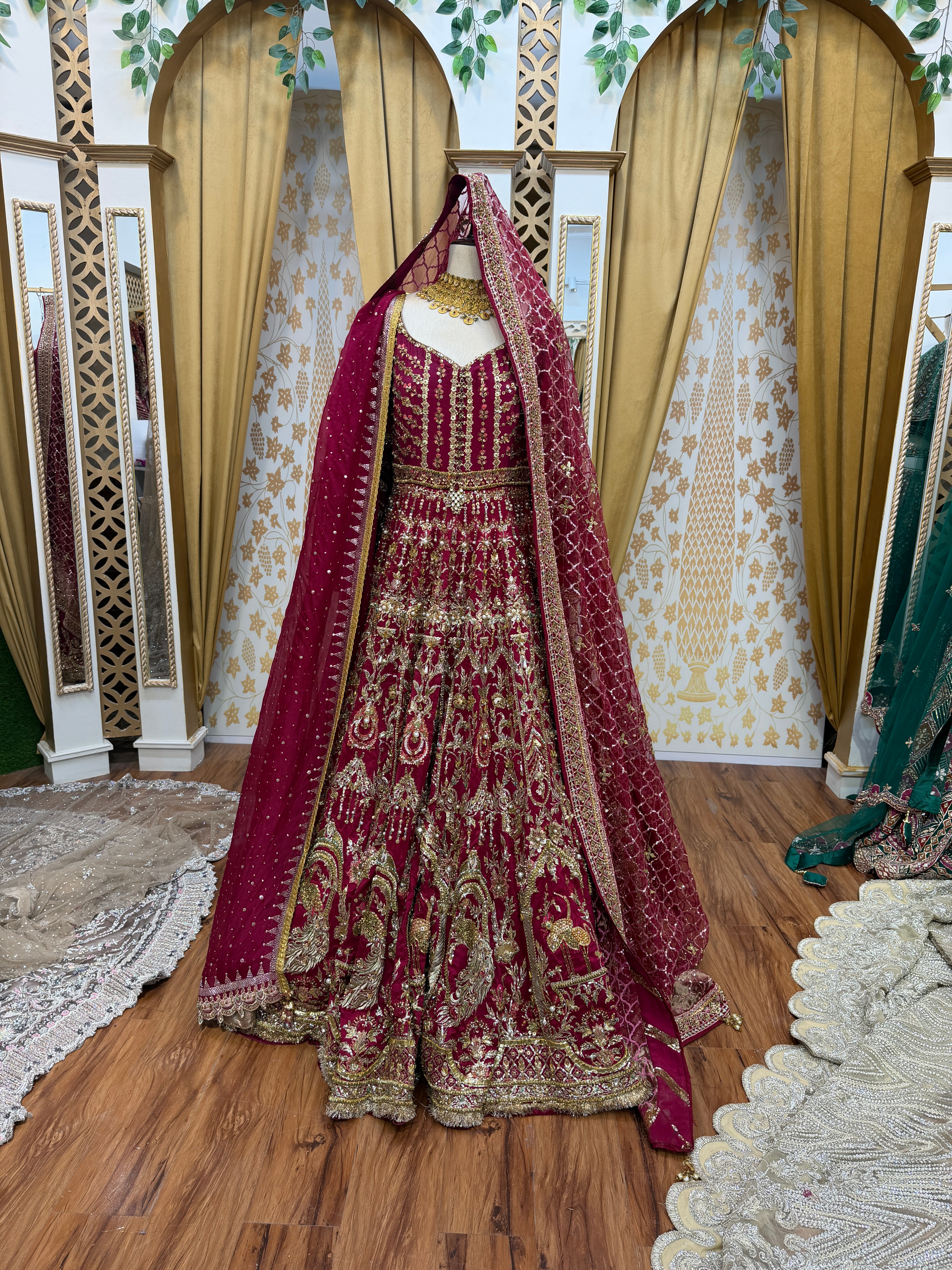 MNR RED FROCK DOUBLE DUPATTA-MNR49 – Sassy Brides
