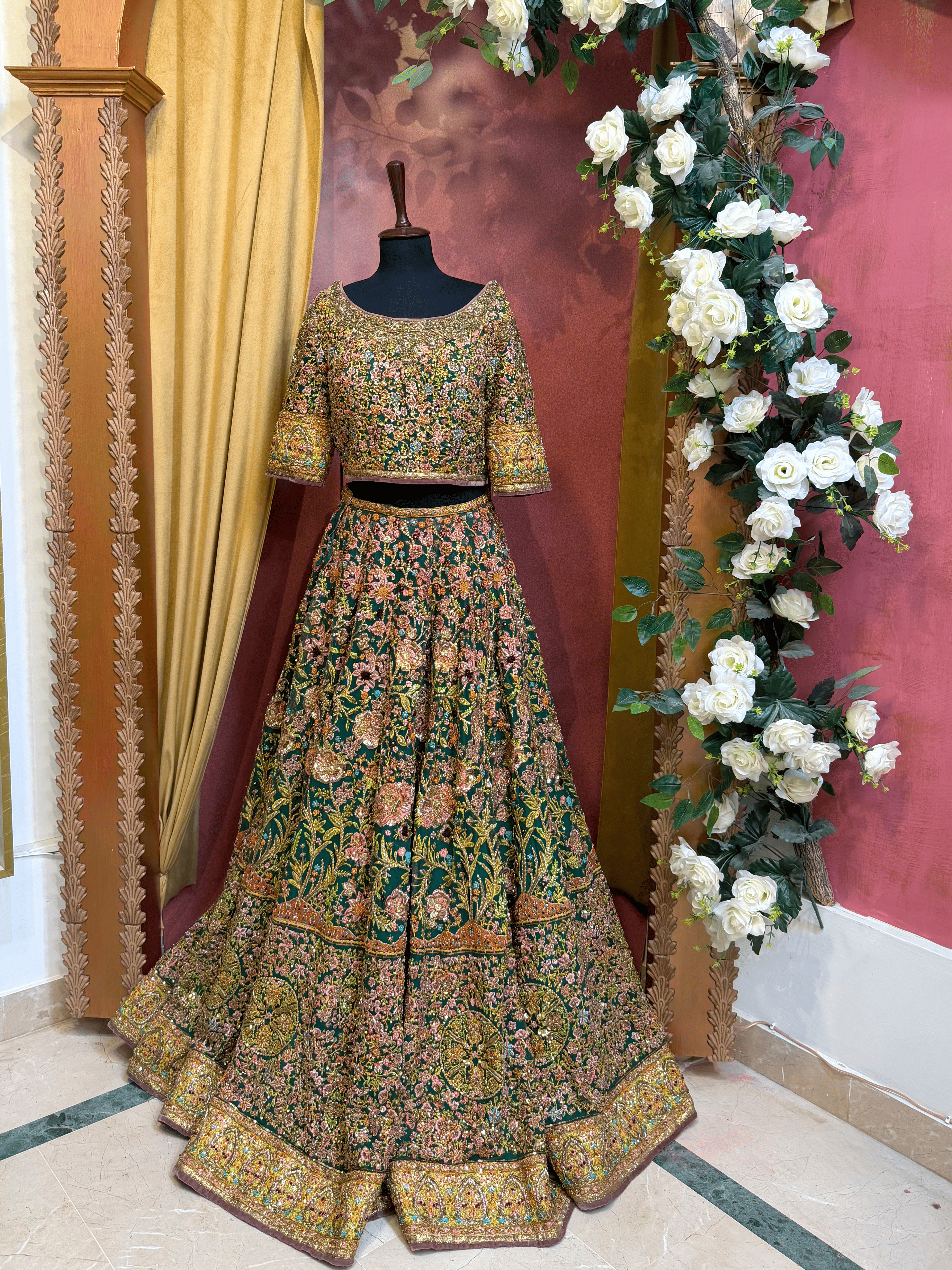 FAHAD HUSSAYN GREEN LEHNGA CHOLI