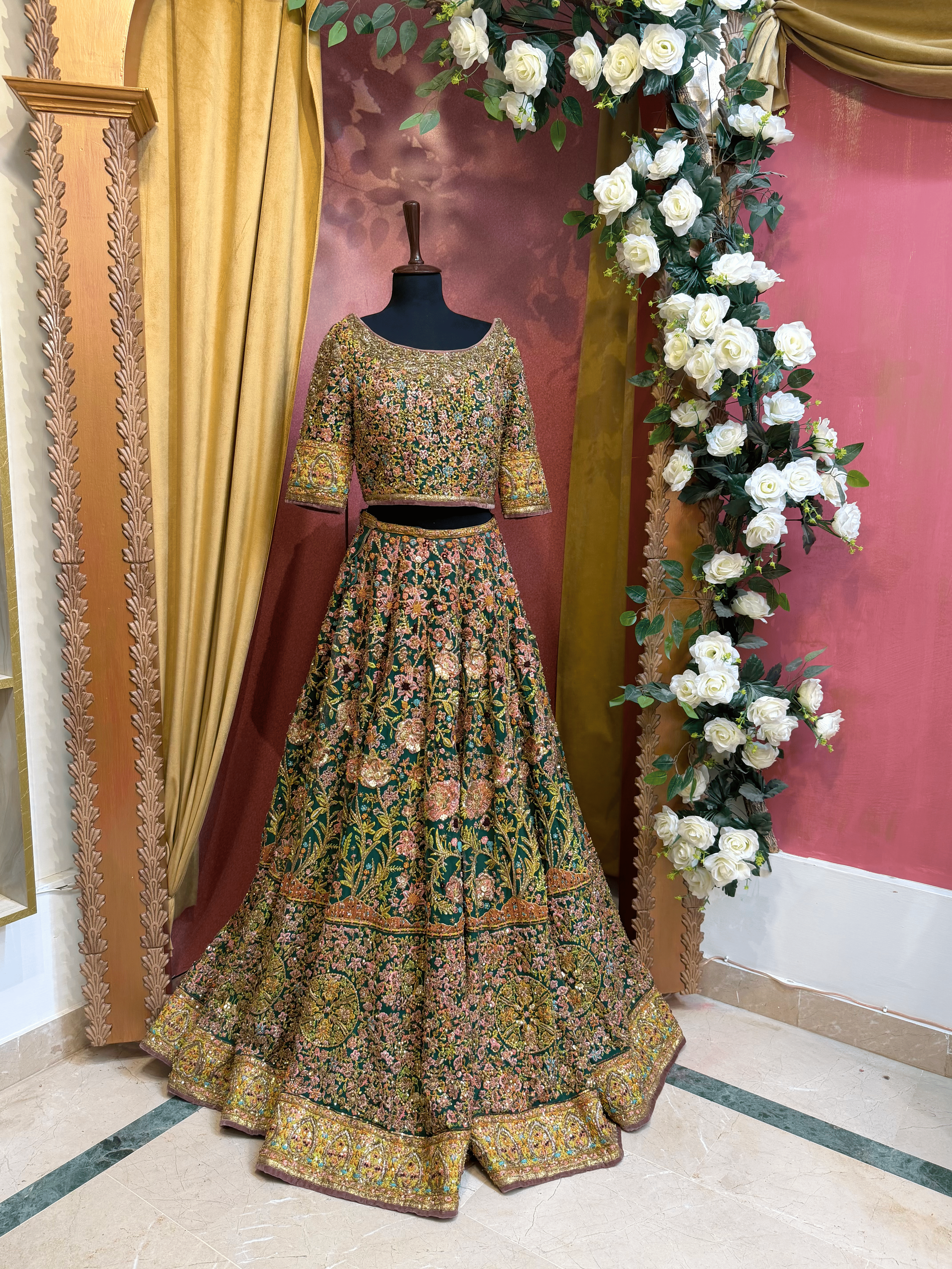 FAHAD HUSSAYN GREEN LEHNGA CHOLI