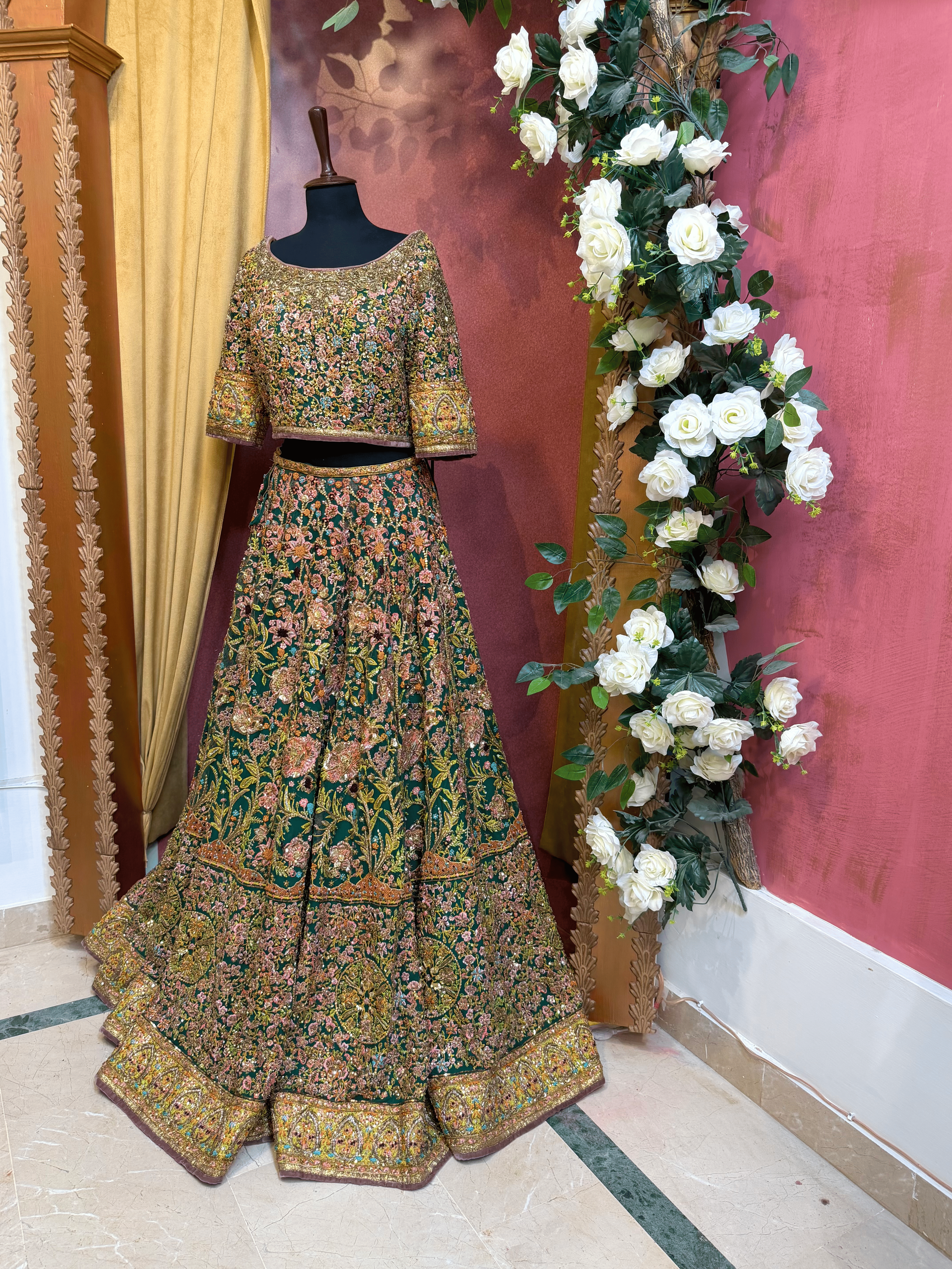 FAHAD HUSSAYN GREEN LEHNGA CHOLI