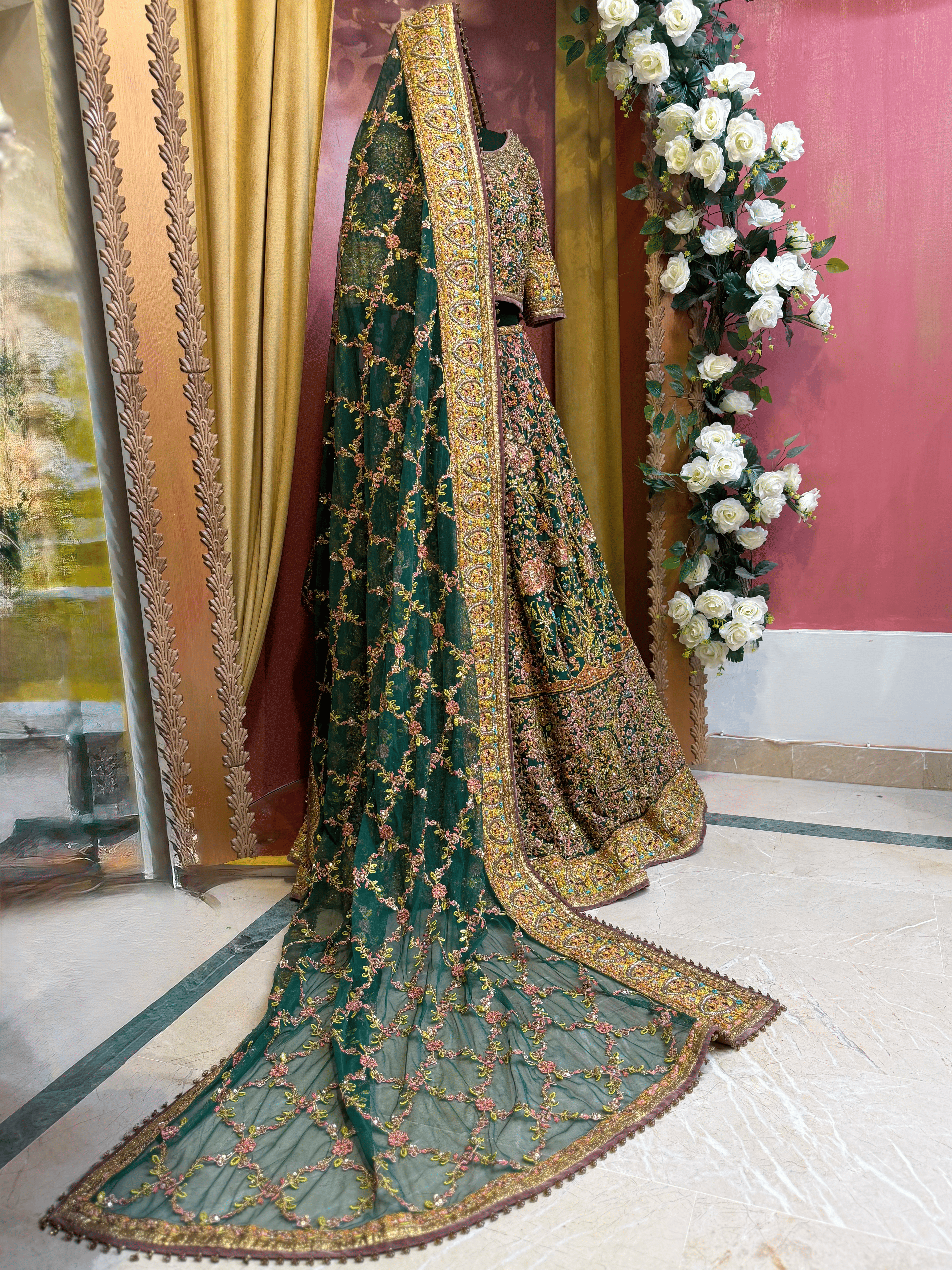 FAHAD HUSSAYN GREEN LEHNGA CHOLI
