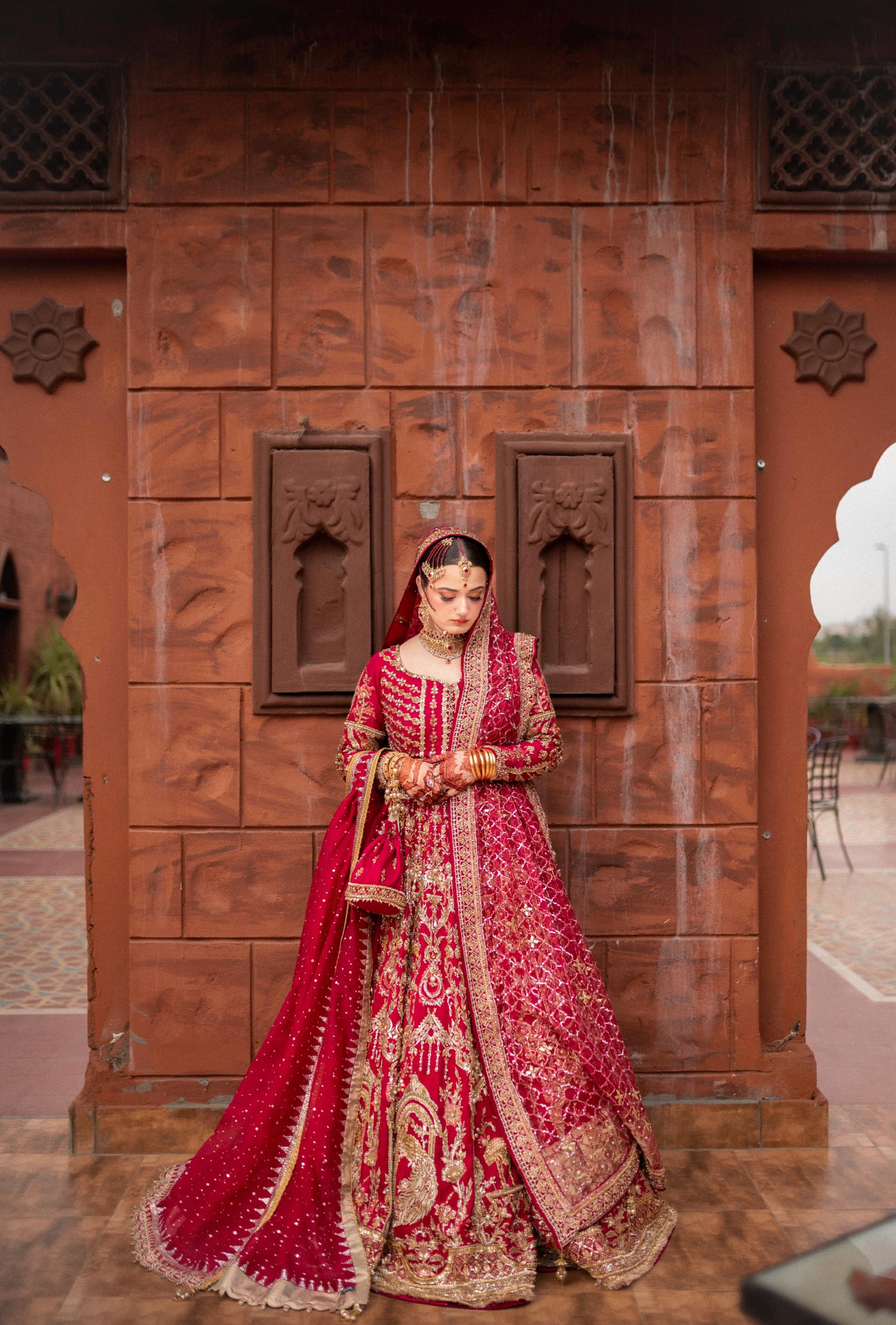 MNR RED FROCK DOUBLE DUPATTA-MNR49
