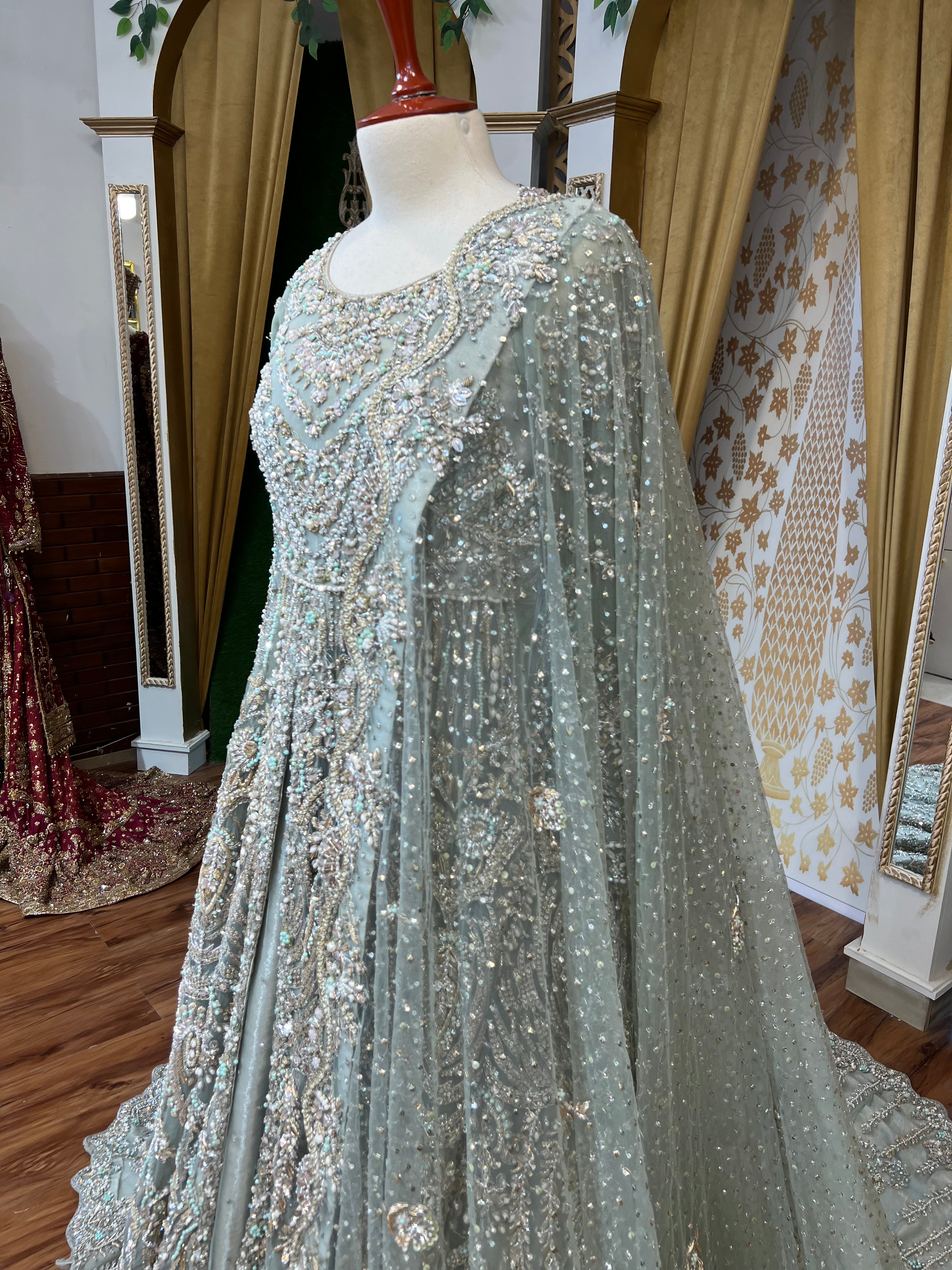 AHMAD SULTAN OLIVE GREEN TAIL MAXI-AS06