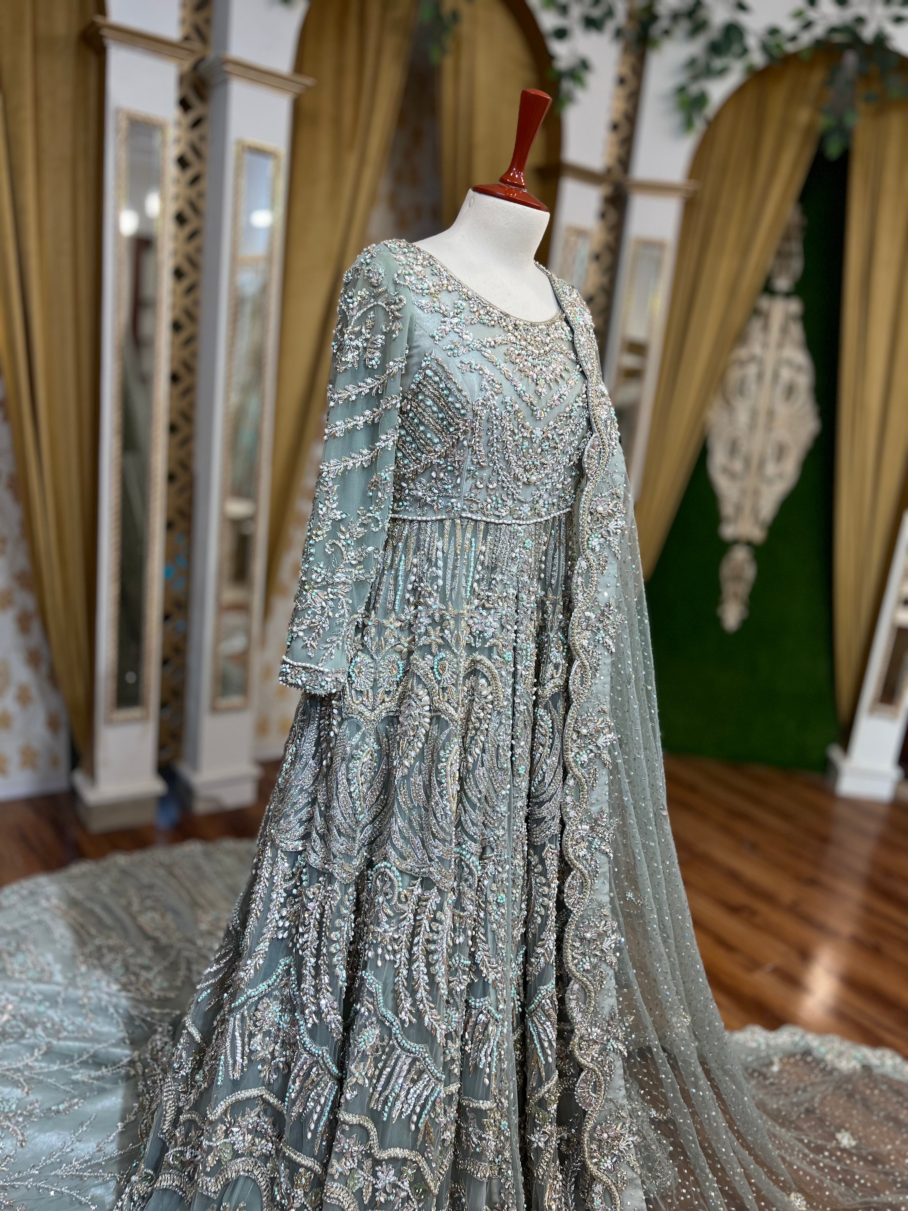 AHMAD SULTAN OLIVE GREEN TAIL MAXI-AS06