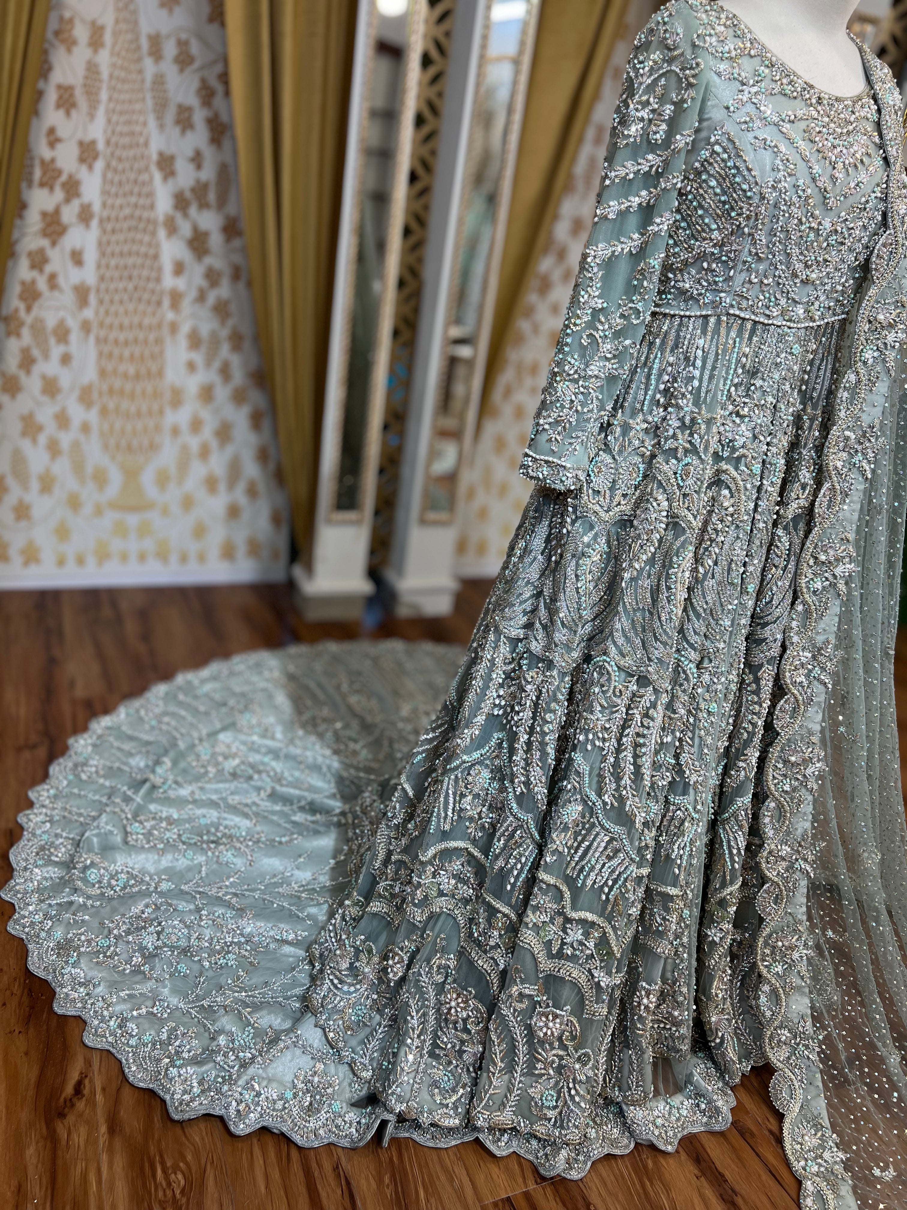 AHMAD SULTAN OLIVE GREEN TAIL MAXI-AS06