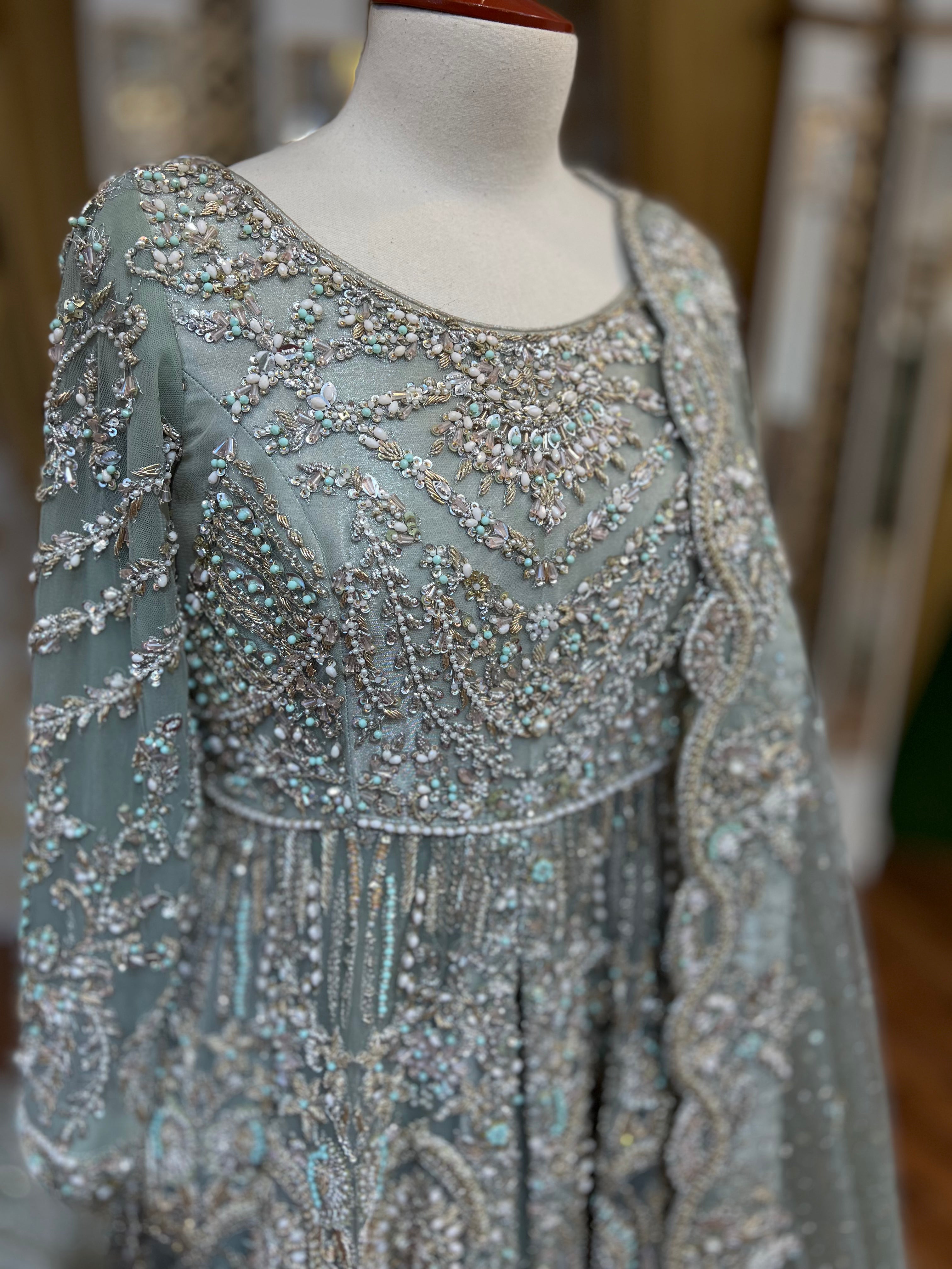 AHMAD SULTAN OLIVE GREEN TAIL MAXI-AS06