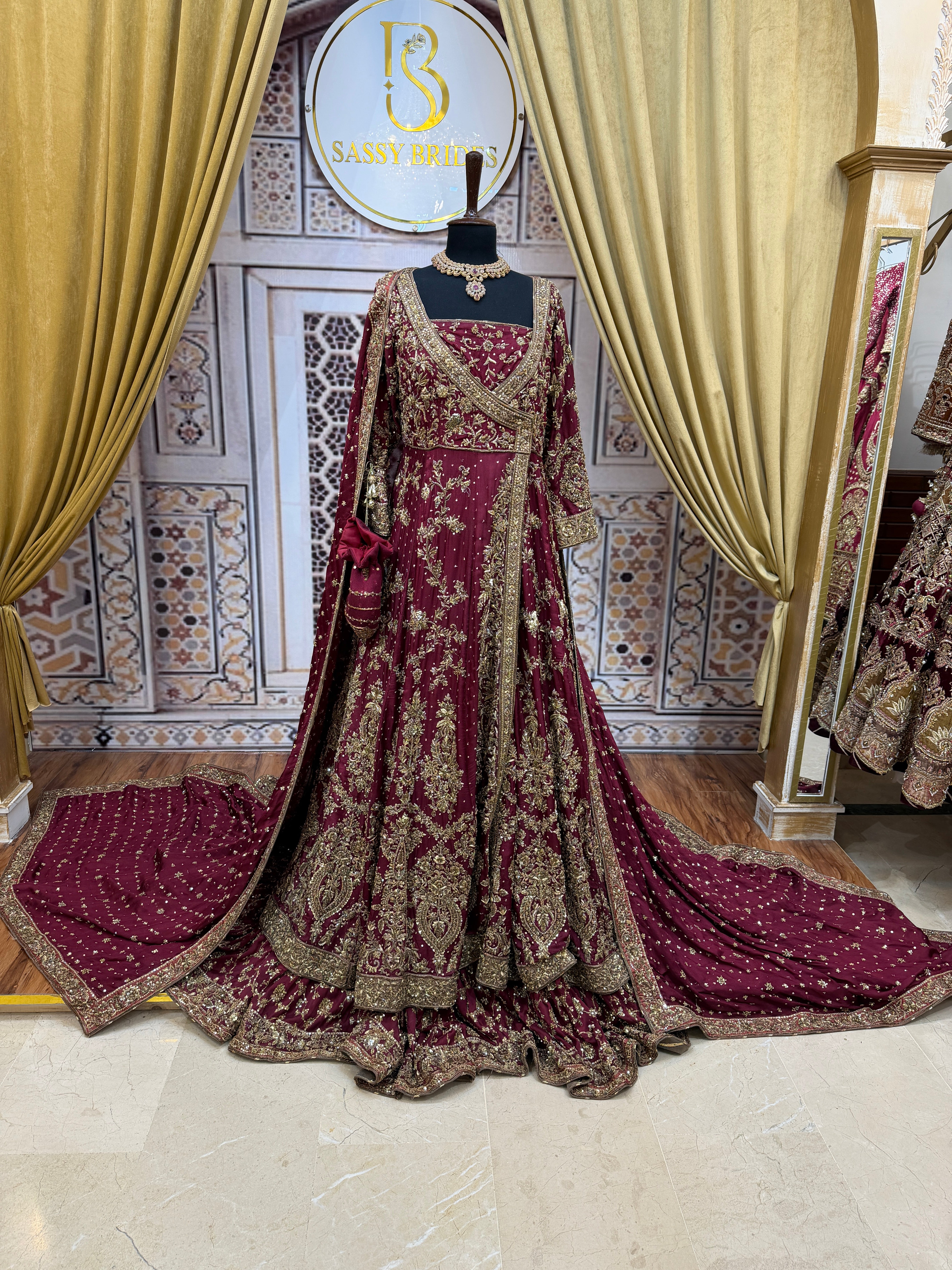 Ahmad Sultan Maroon Angrakha Plain-AS08